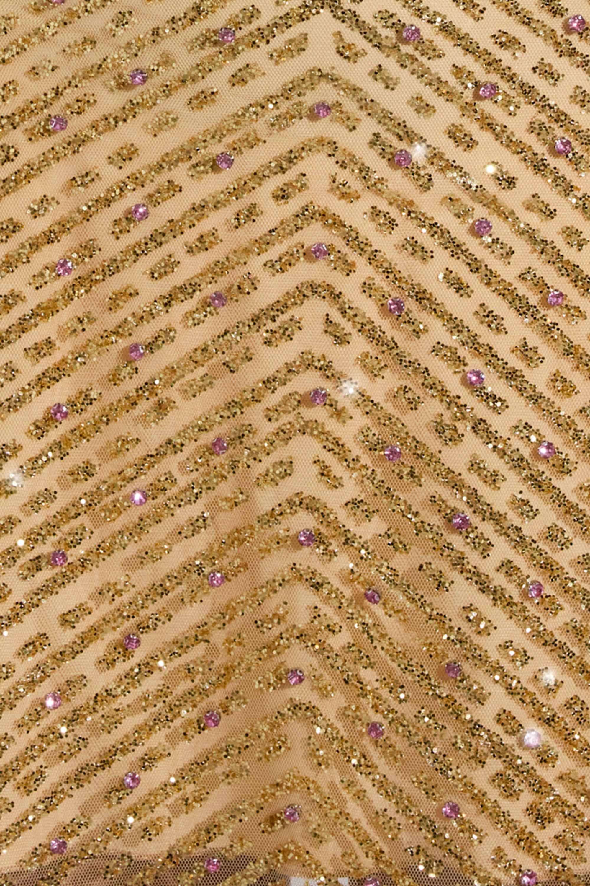 Embellished Low-Rise A-Line Micro Mini Skirt in Gold - Image 7