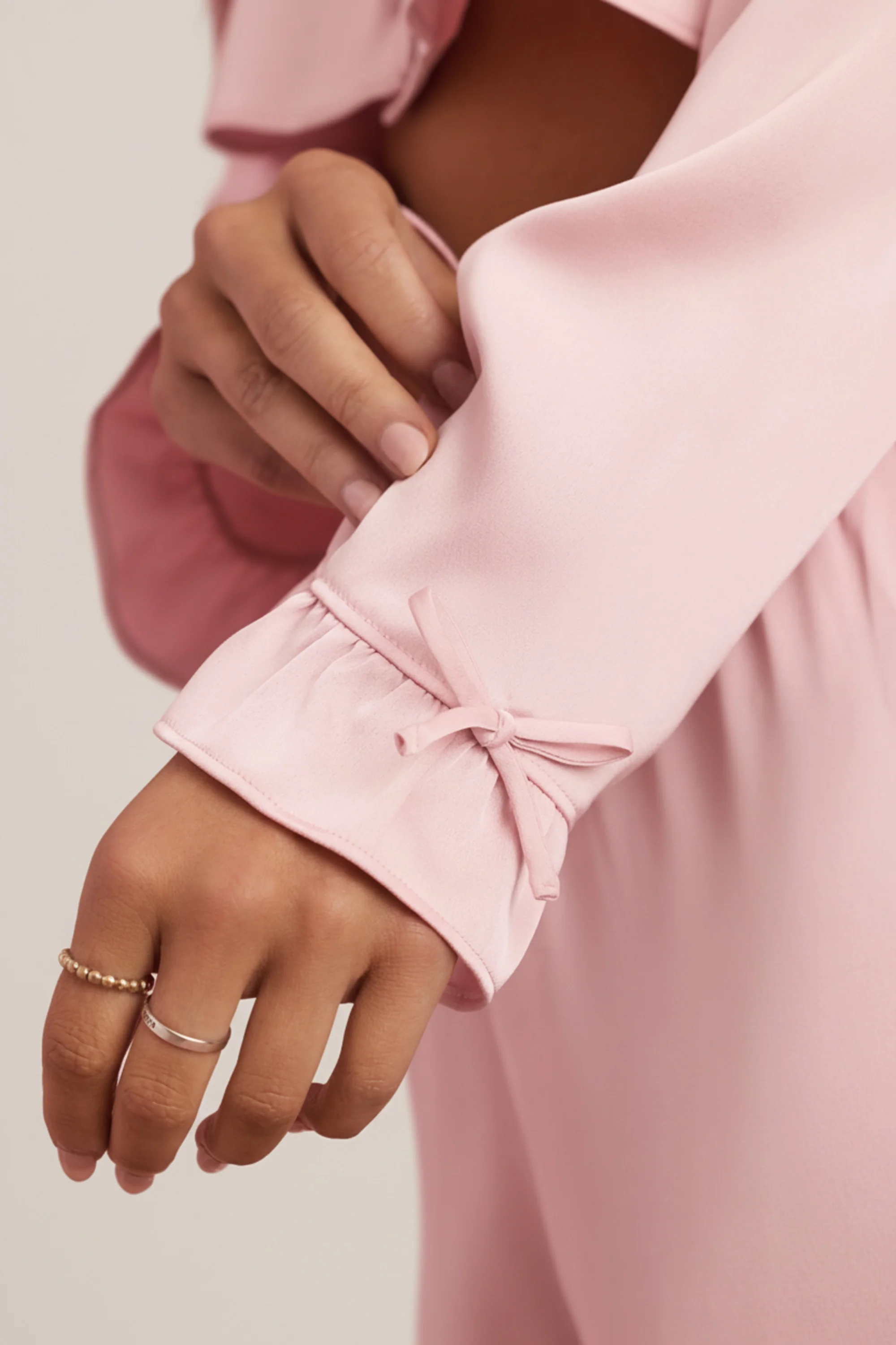 Ruffle-Trim Cropped Pyjama Top in Baby Pink - Image 5