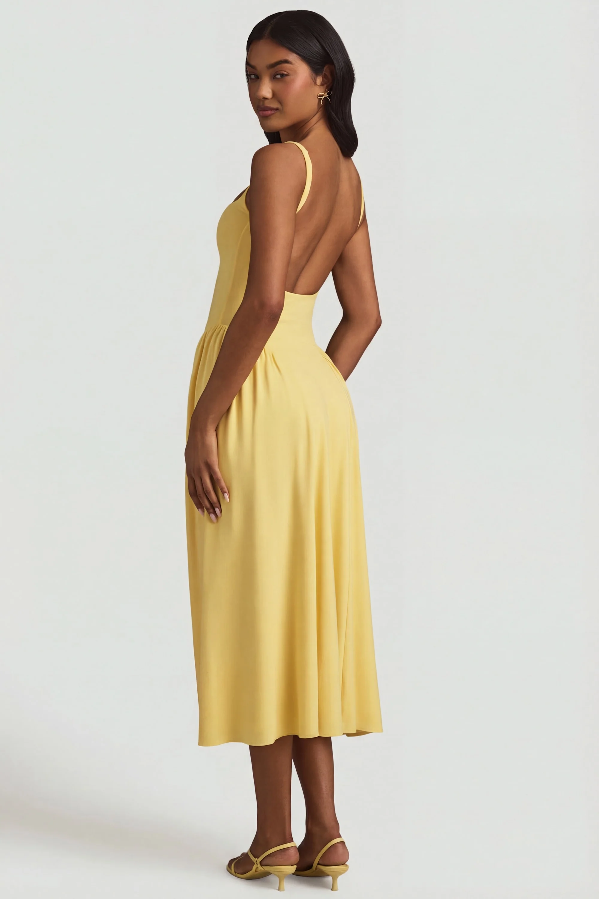 Modal A-Line Midaxi Dress in Pastel Yellow - Image 2