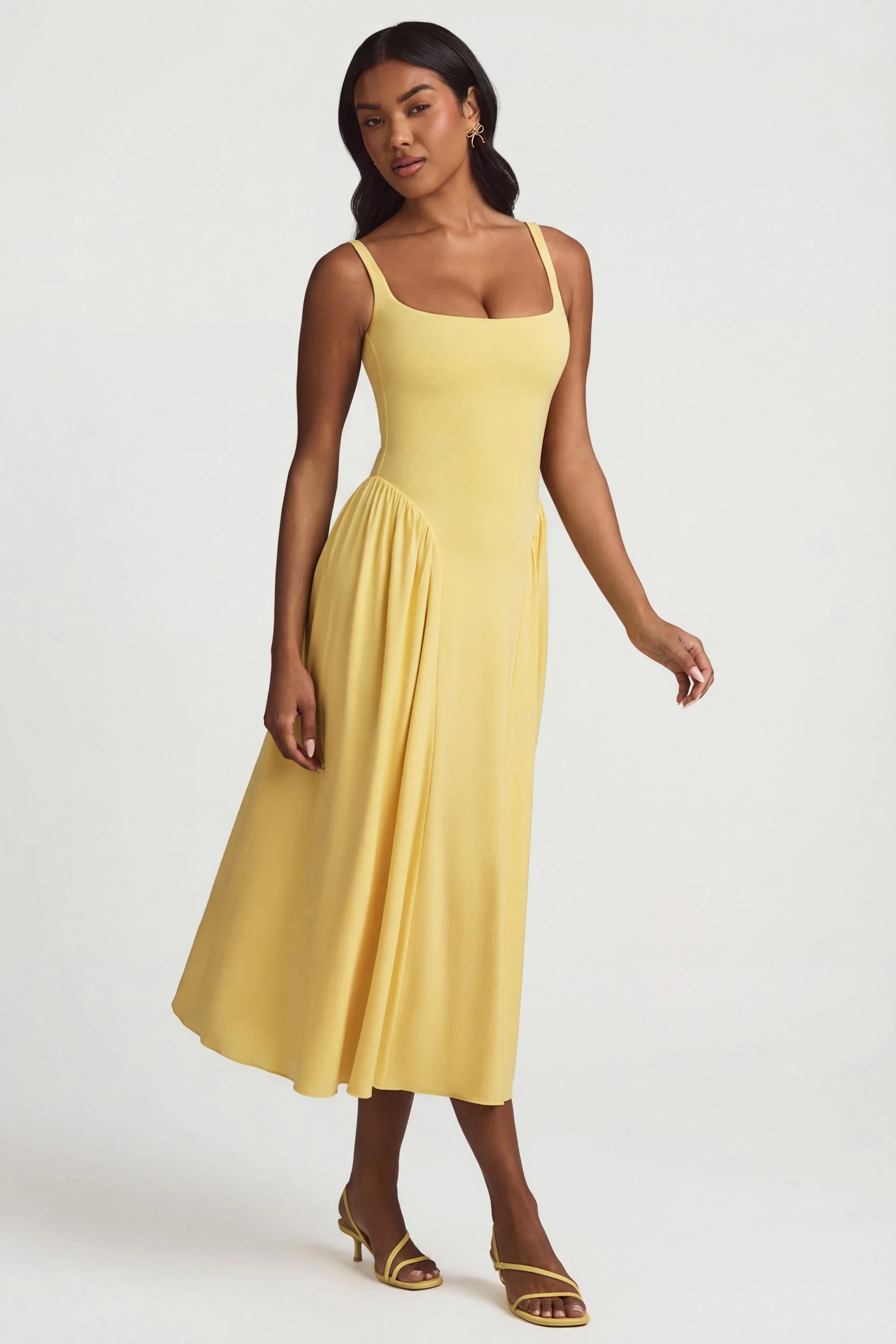 Modal A-Line Midaxi Dress in Pastel Yellow - Image 7