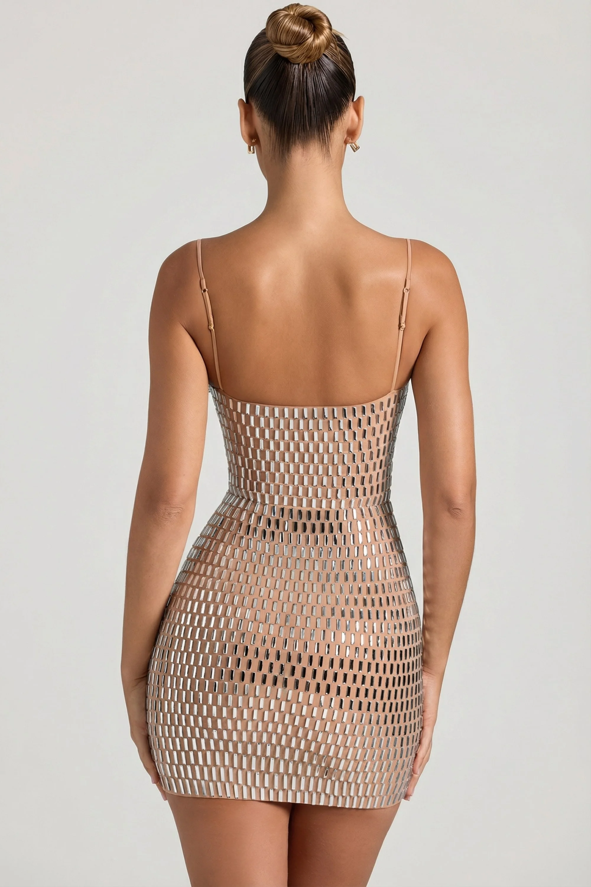Embellished Cut-Out Mini Dress in Honey - Image 2