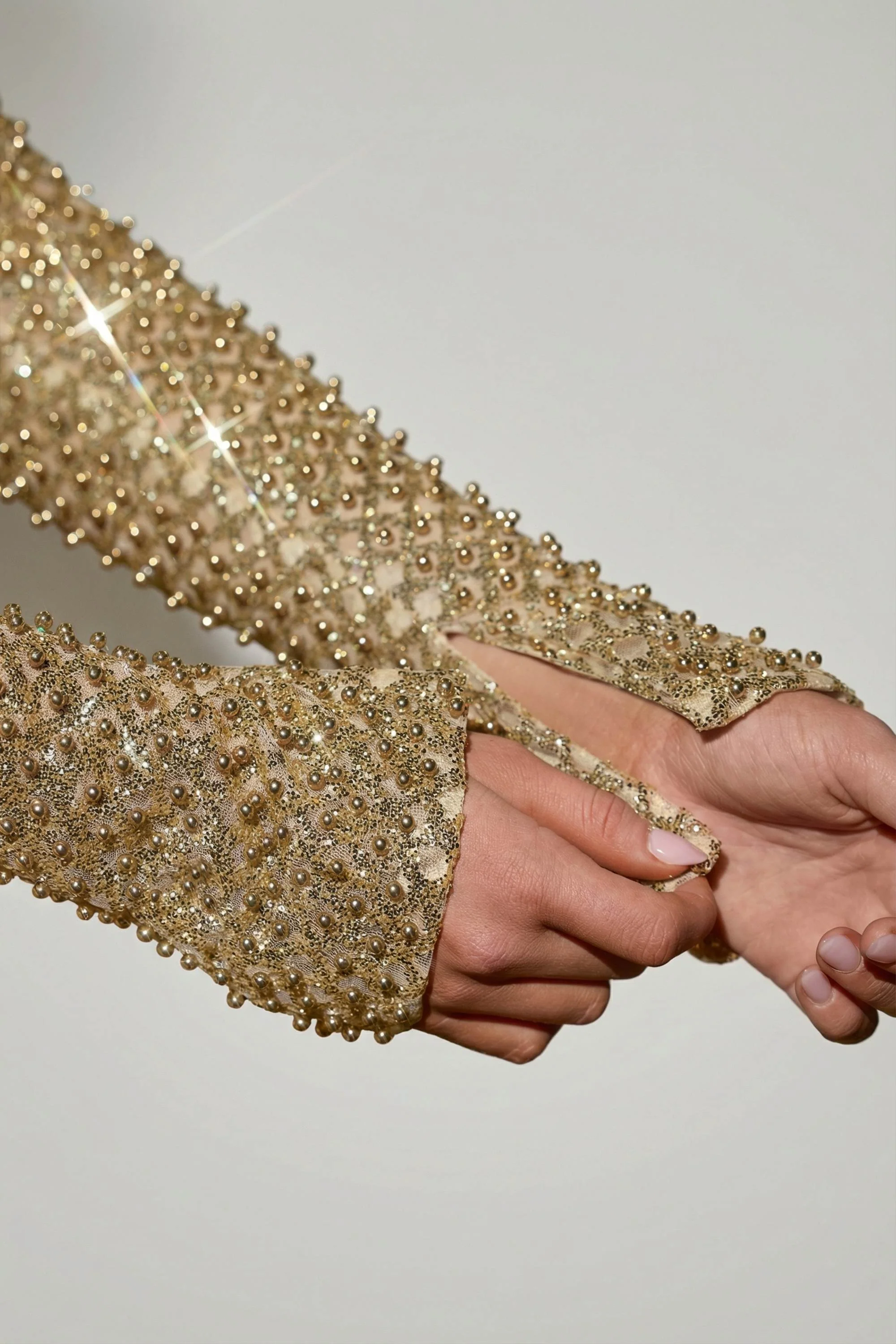 Embellished Bubble Hem Mini Dress in Gold - Image 6