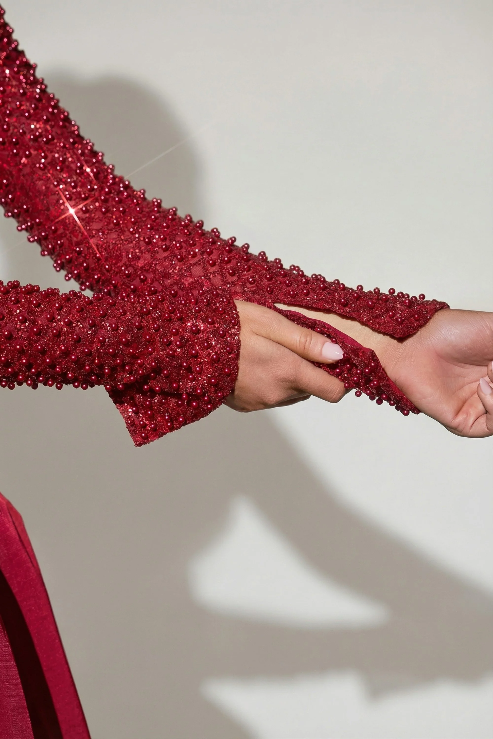 Embellished Bubble Hem Mini Dress in Red - Image 6