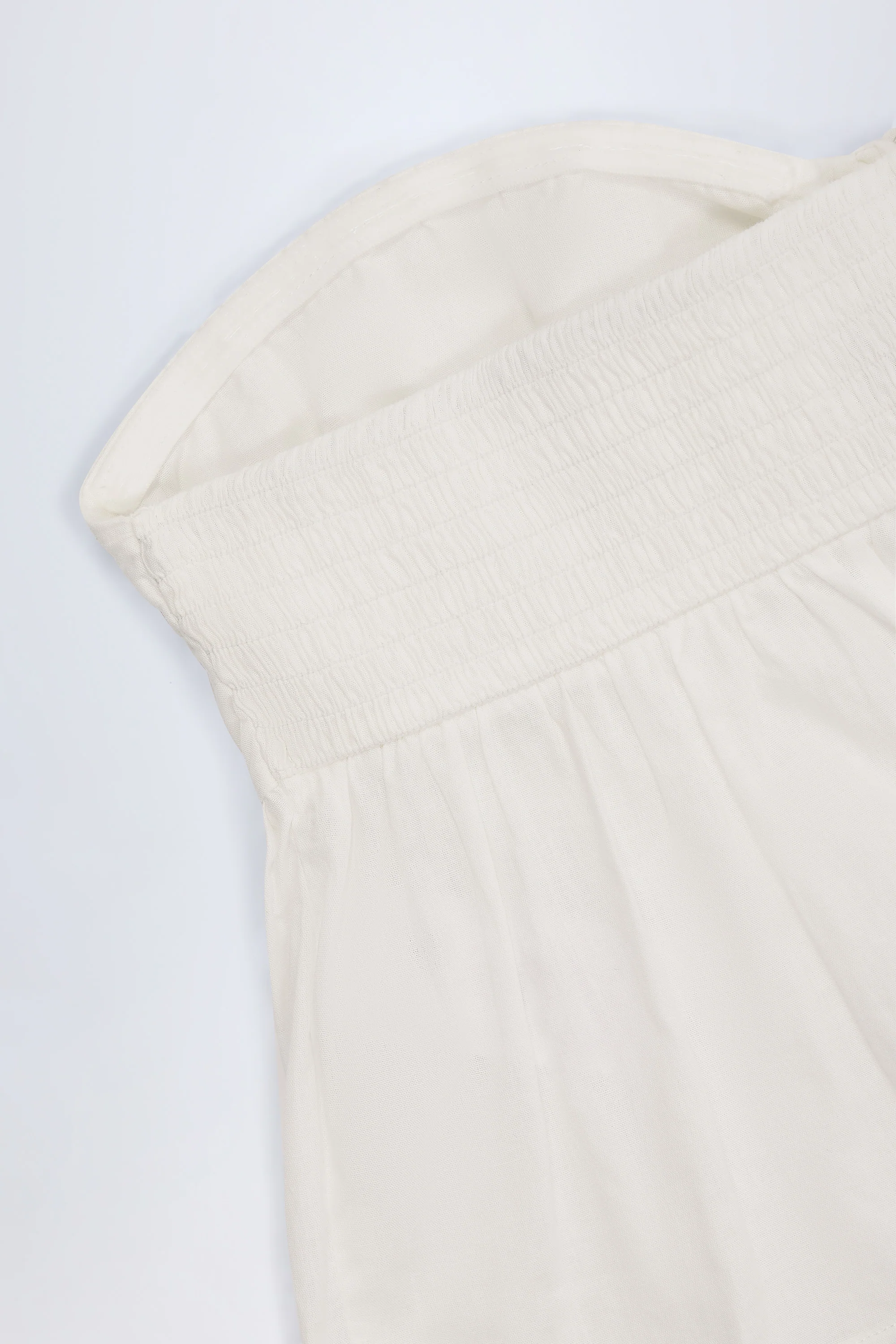 Tie-Front Strapless Cotton-Poplin Crop Top in White - Image 6