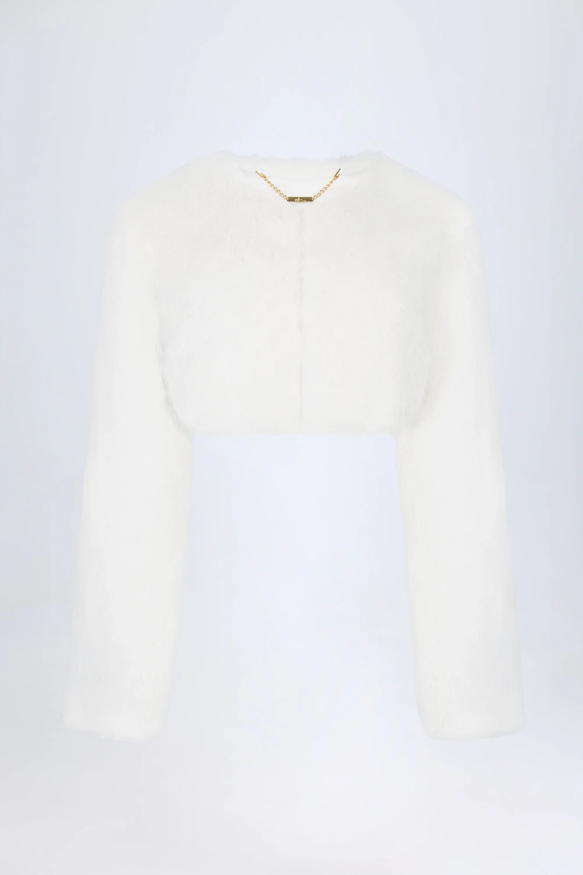Faux Fur Cropped Bolero in White - Image 2