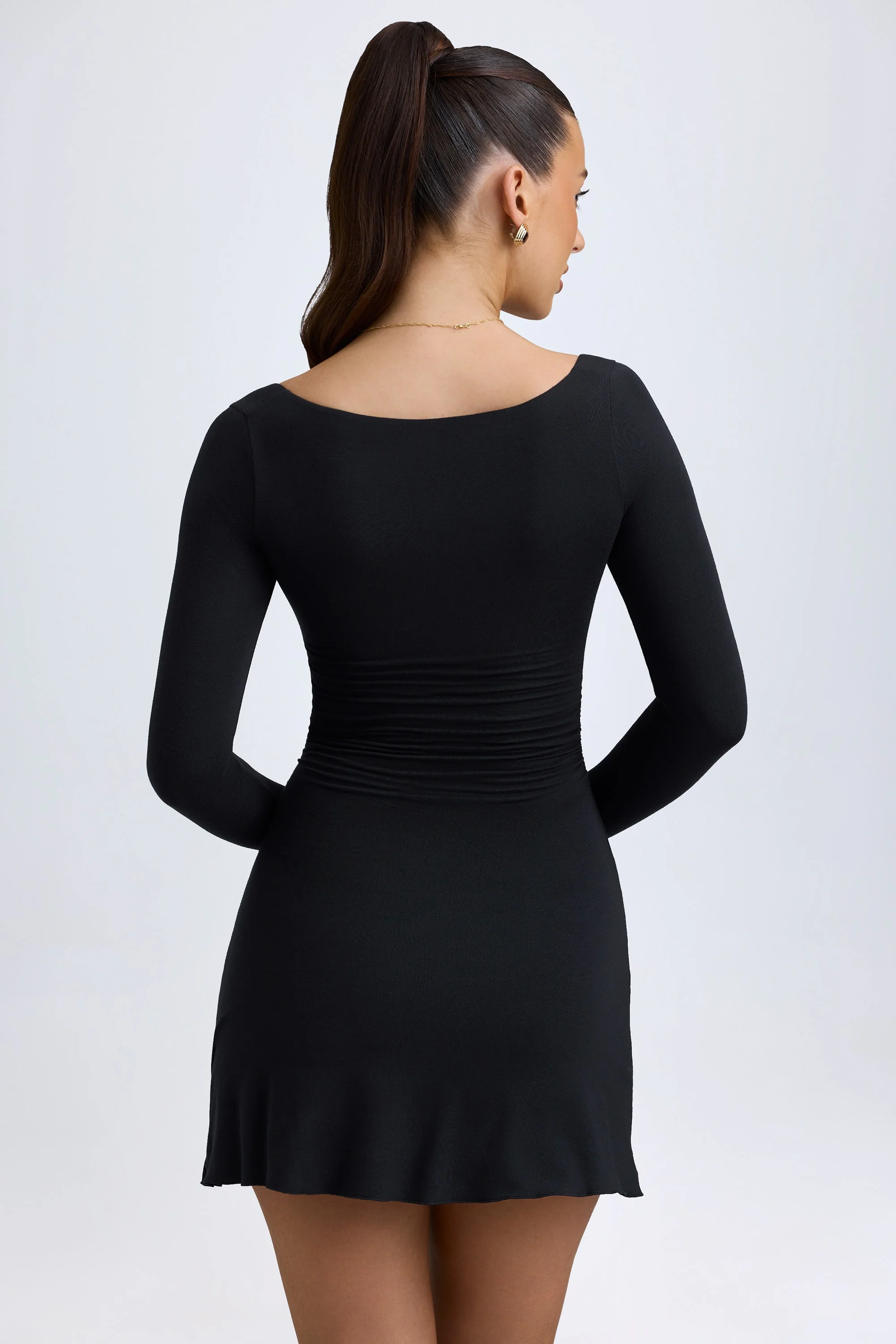 Modal Layered A-Line Mini Dress in Black - Image 3