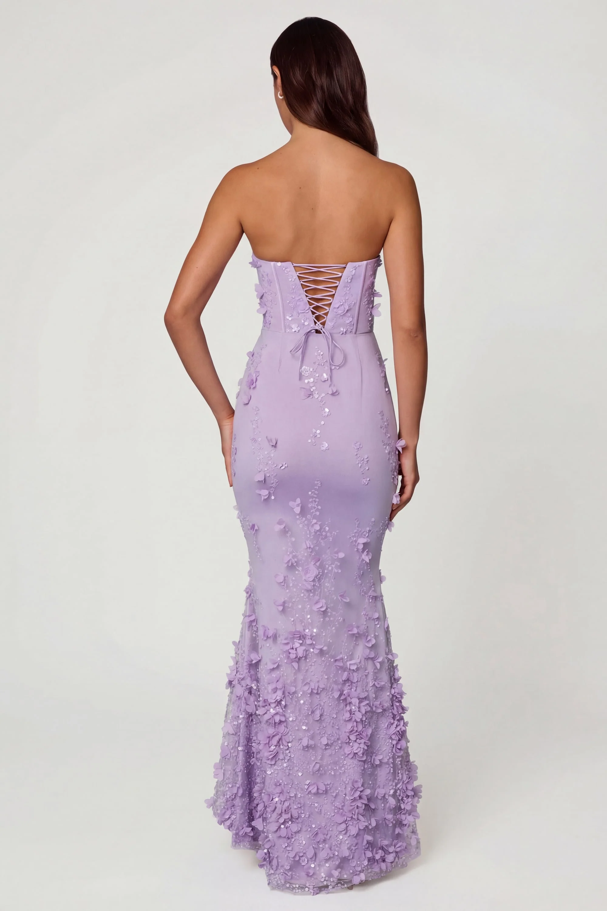 Lace-Up Corset Maxi Dress in Lilac - Image 7