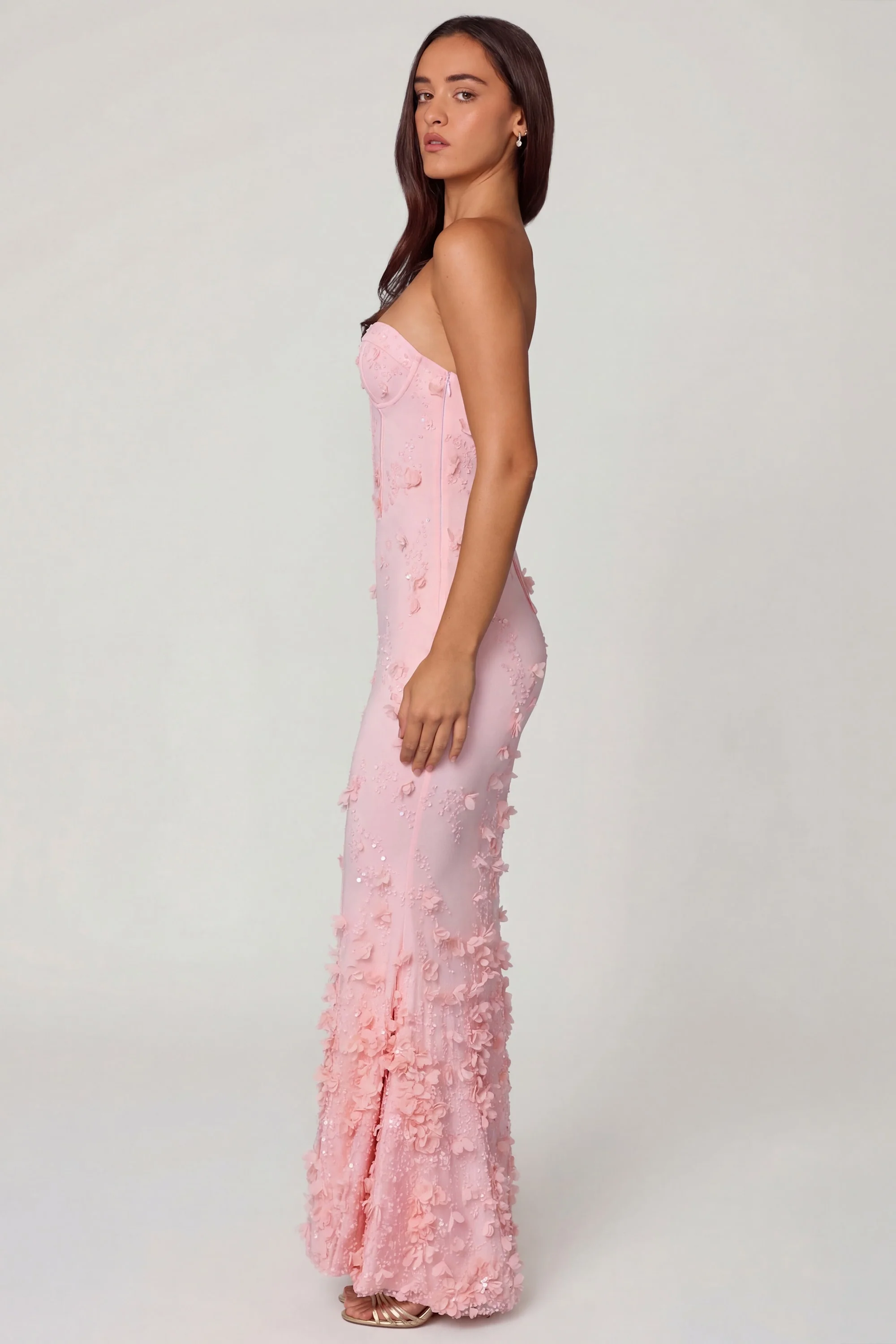 Lace-Up Corset Maxi Dress in Soft Pink - Image 6