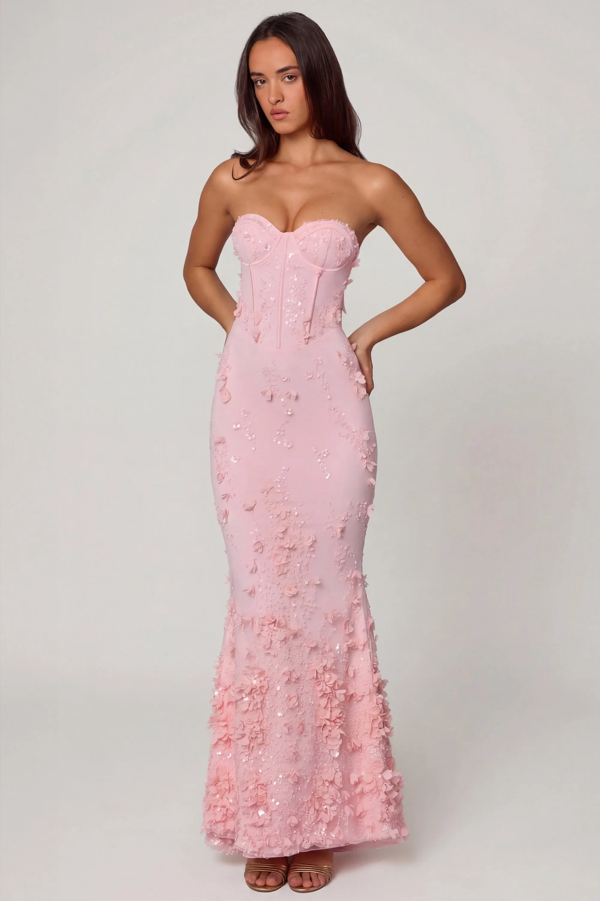 Lace-Up Corset Maxi Dress in Soft Pink - Image 7