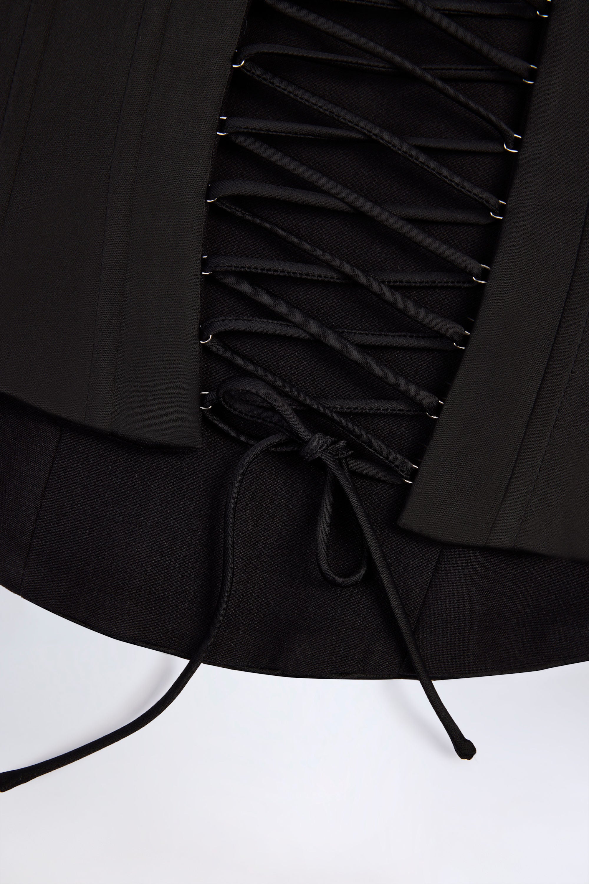 Satin Lace-Up Corset Top in Black - Image 8