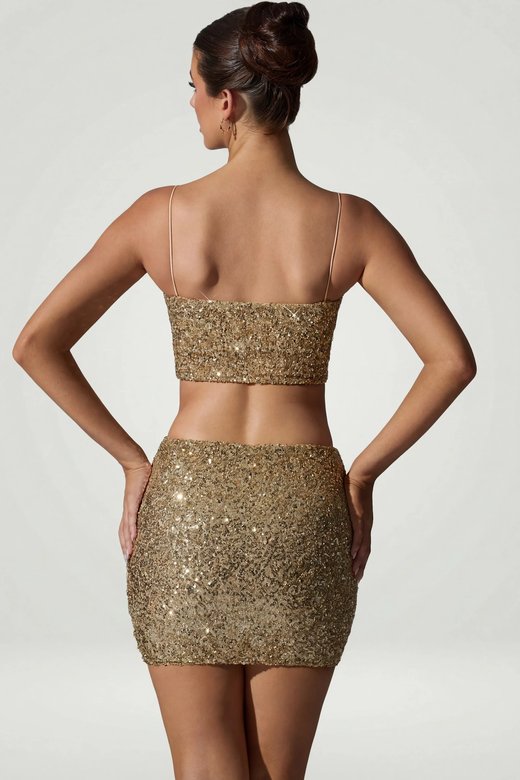 Embellished Mid-Rise Mini Skirt in Gold - Image 2