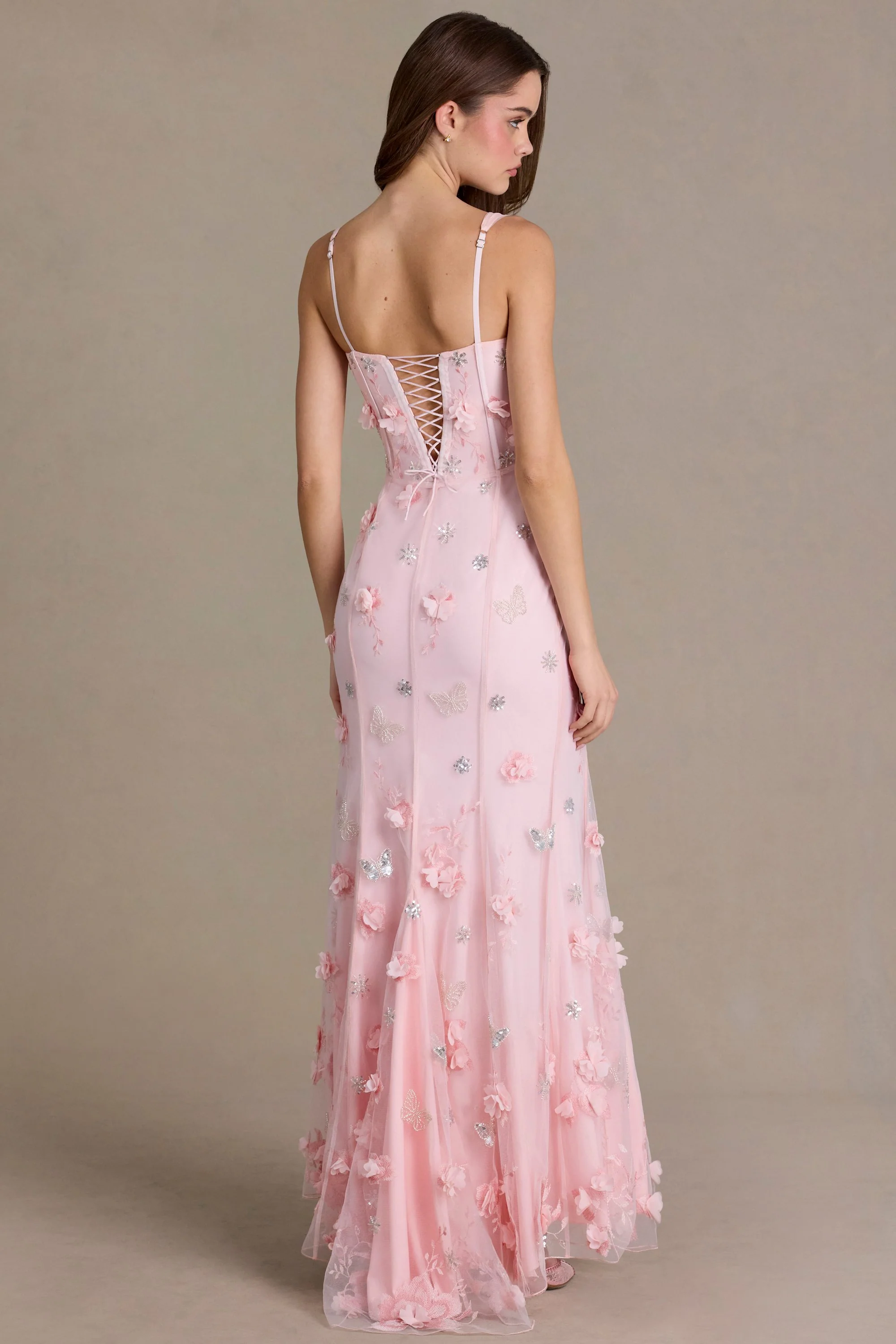 Embellished Corset Gown in Baby Pink - Image 2