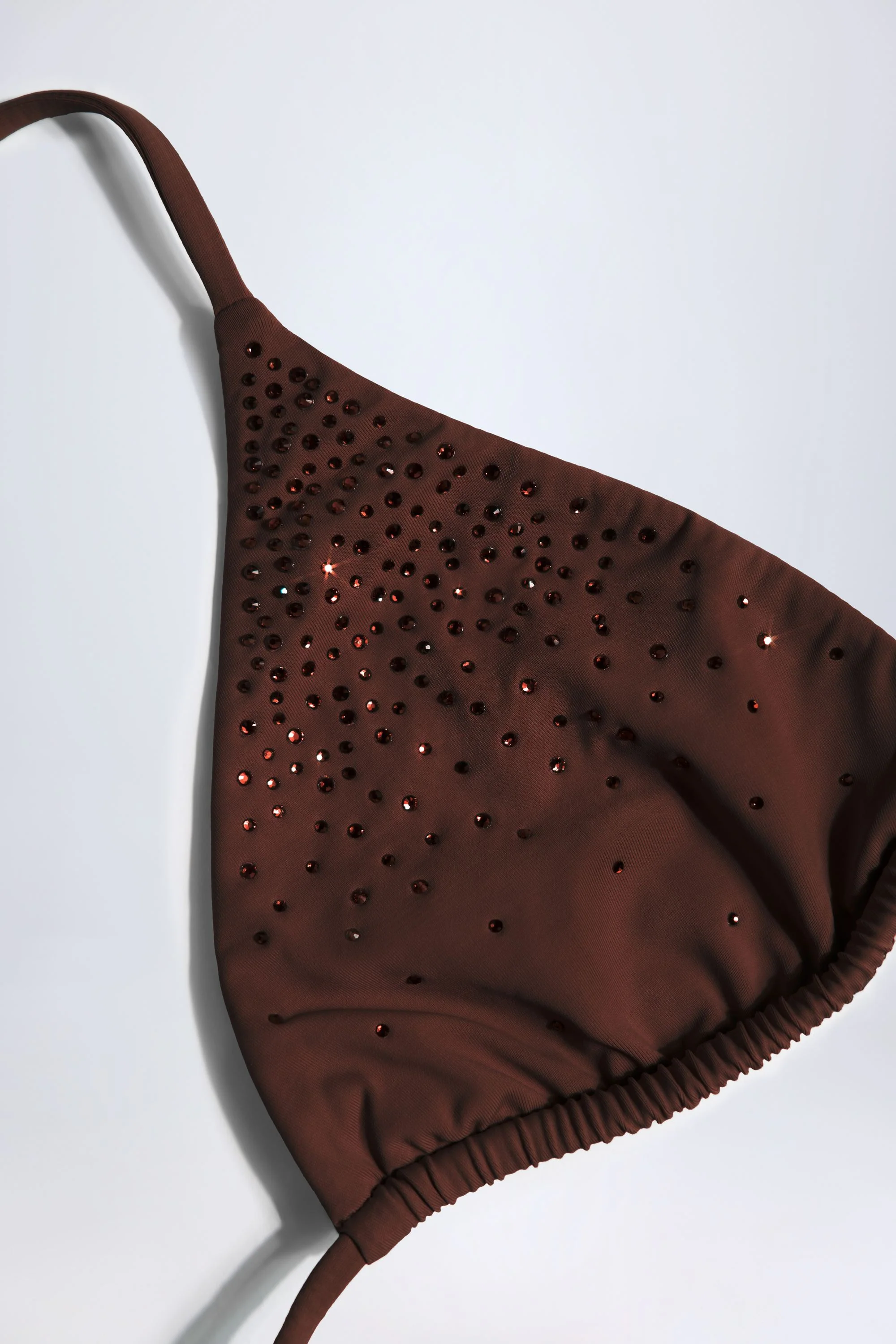 Embellished Triangle Bikini Top in Chocolate Brown - Image 5