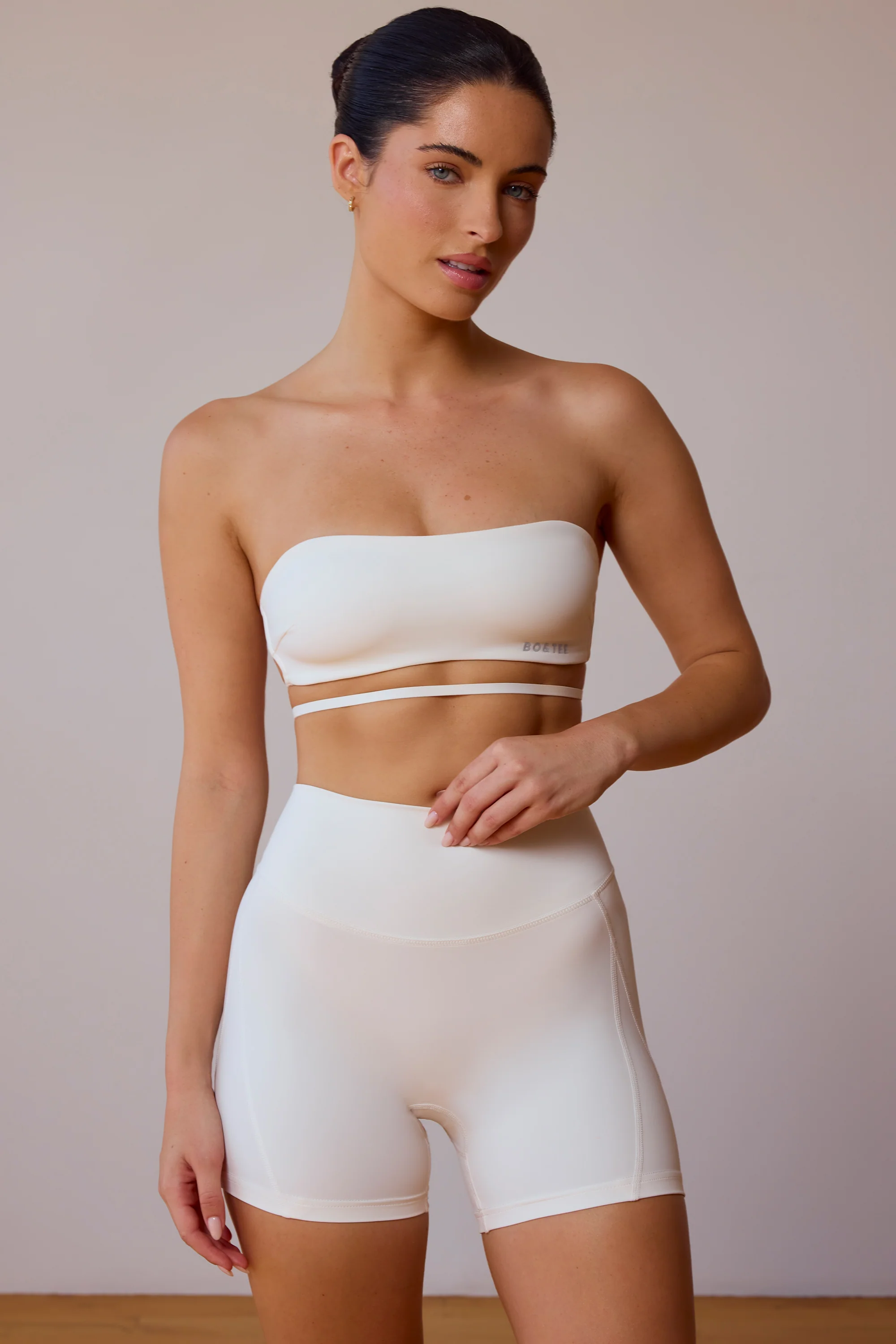 Cross-Back Bandeau Bra in Soft White - Image 2