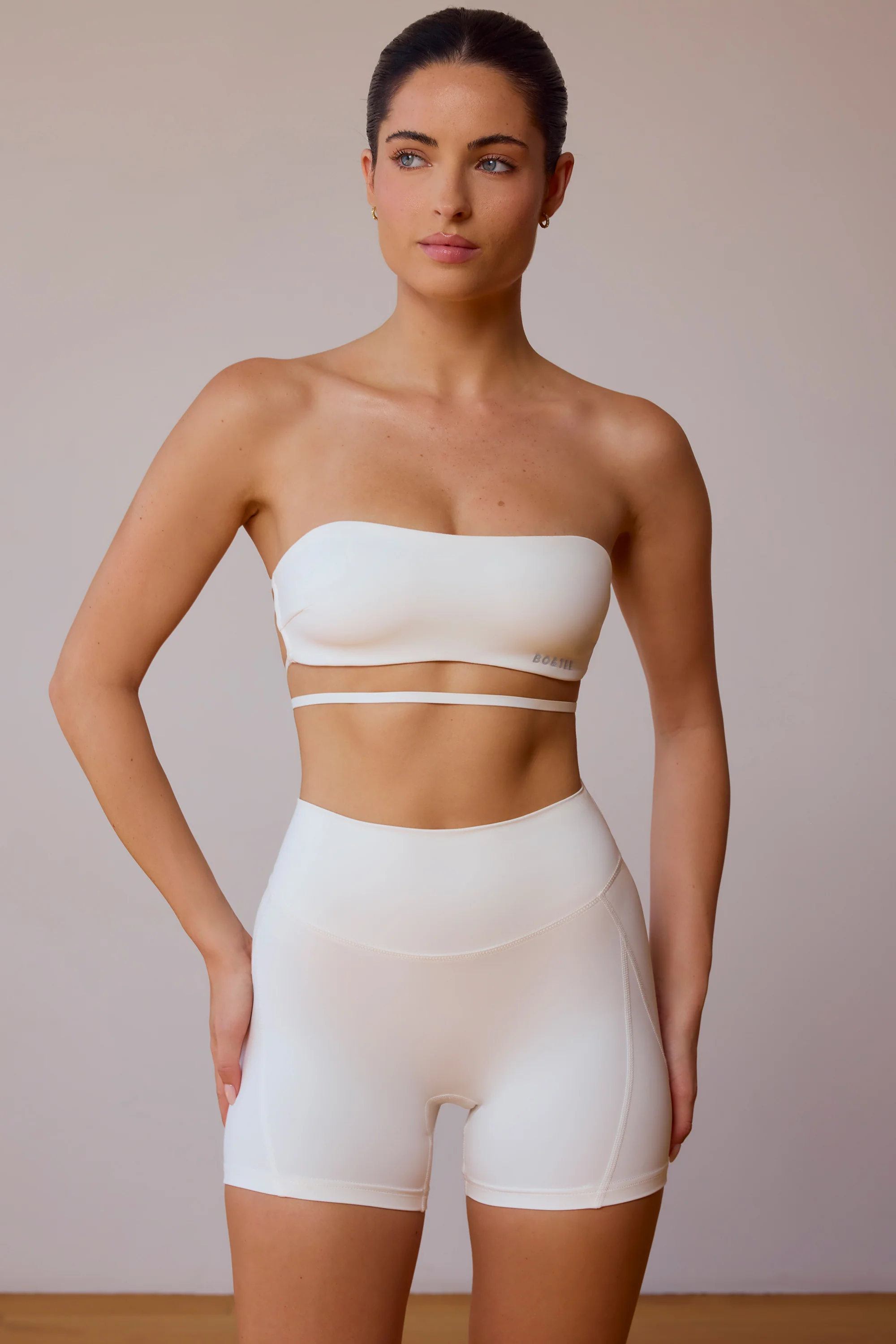 Cross-Back Bandeau Bra in Soft White - Image 6