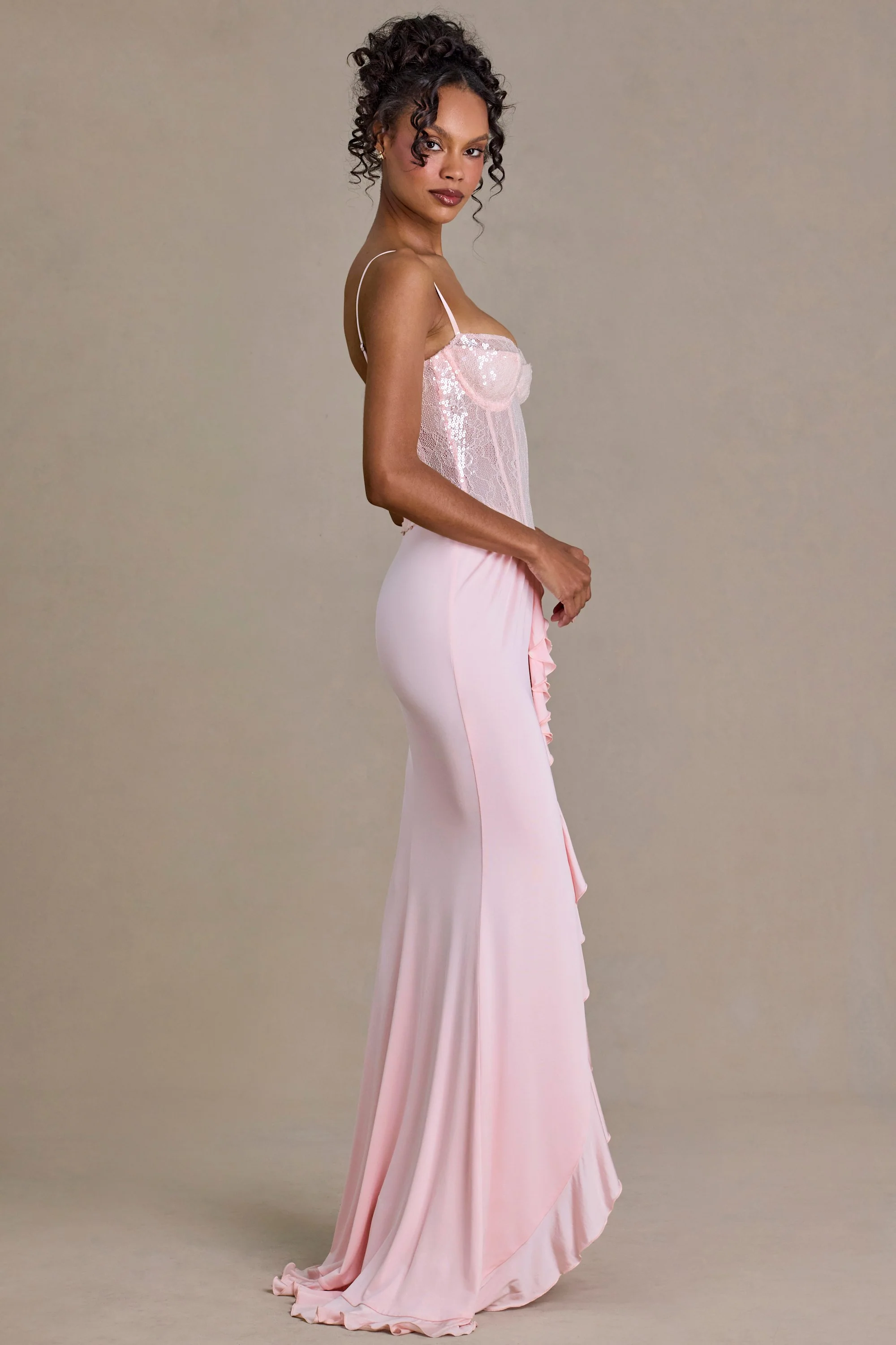 Embellished Lace Corset Gown in Blossom - Image 3