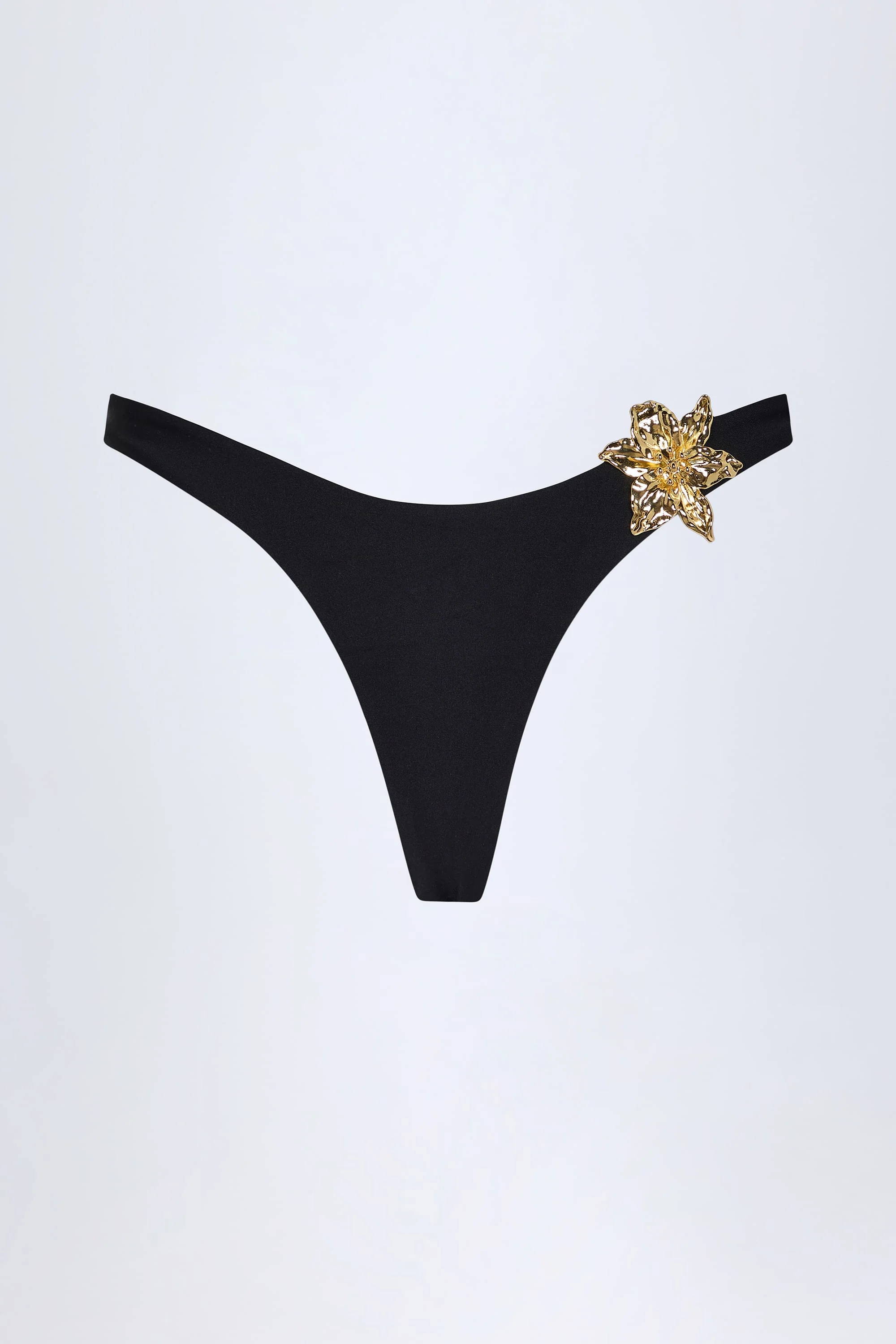 Hardware-Detail Cheeky Bikini Bottoms in Black - Image 3