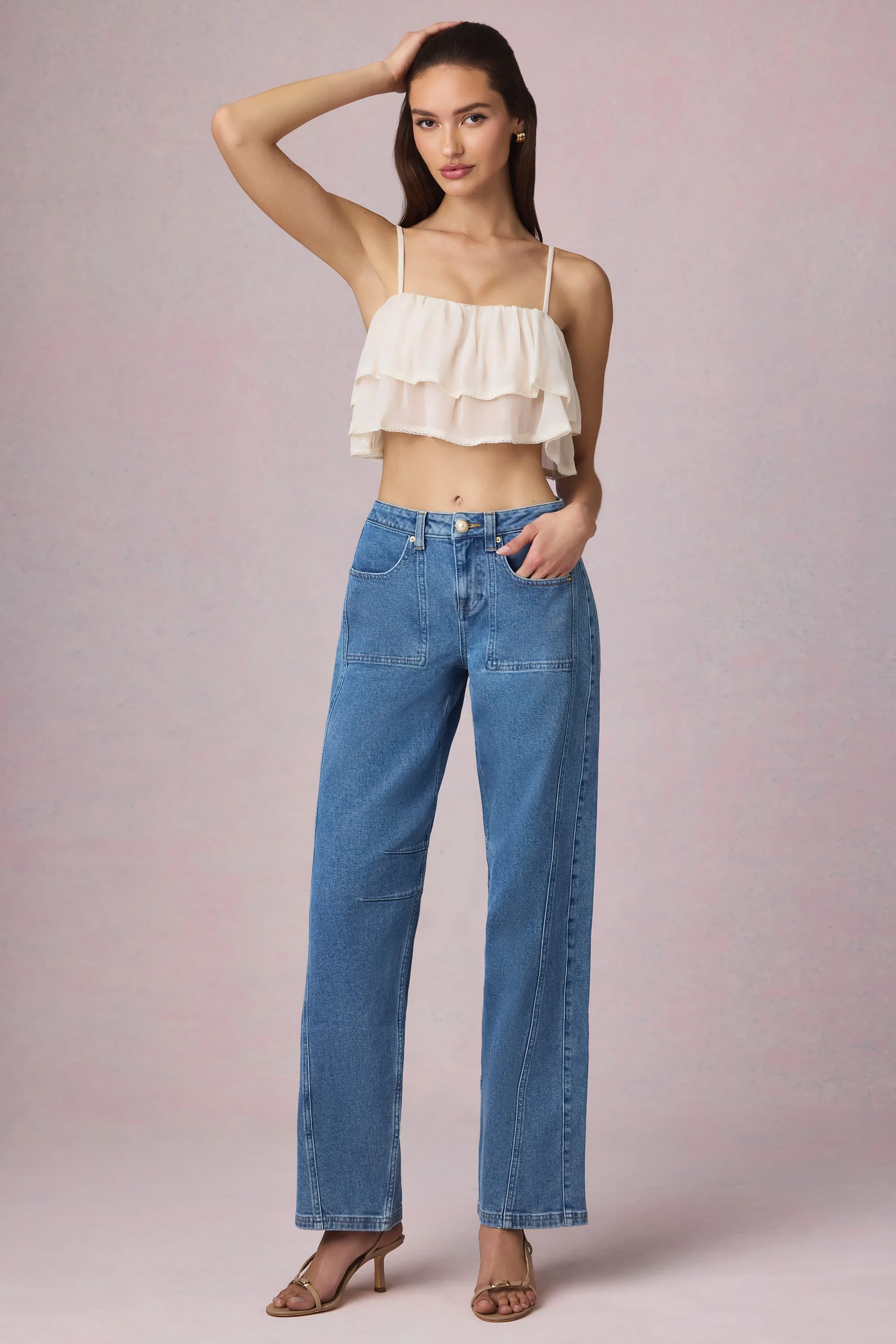 Mid-Rise Barrel-Leg Jeans in Mid-Blue Wash - Image 7