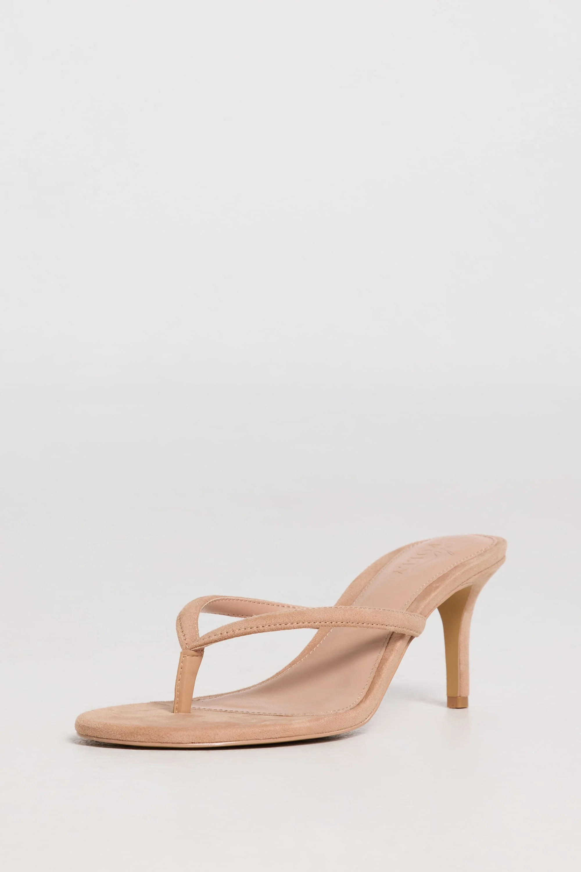 Heeled Thong Sandals in Soft Tan - Image 4