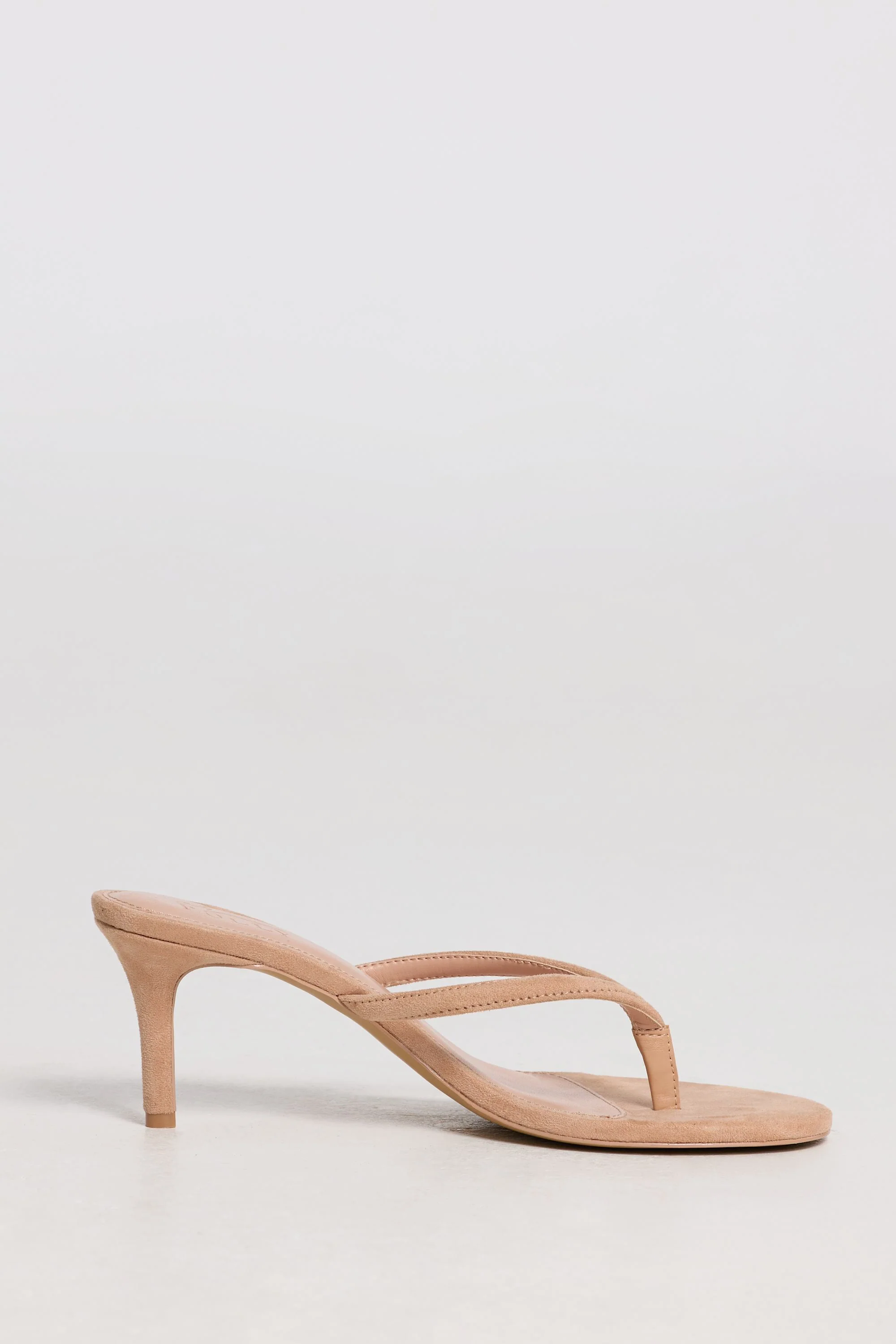 Heeled Thong Sandals in Soft Tan - Image 5