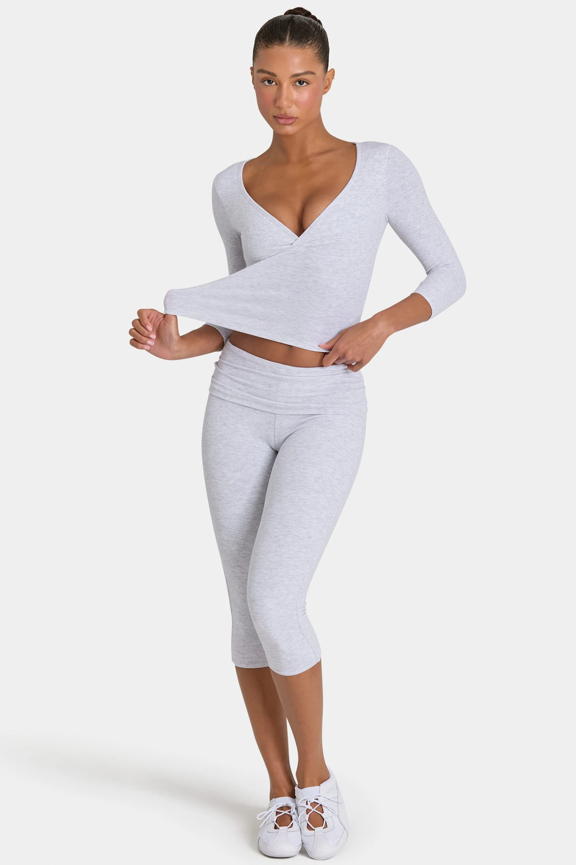 ButterCloud™ Capri Leggings in Grey Marl - Image 4