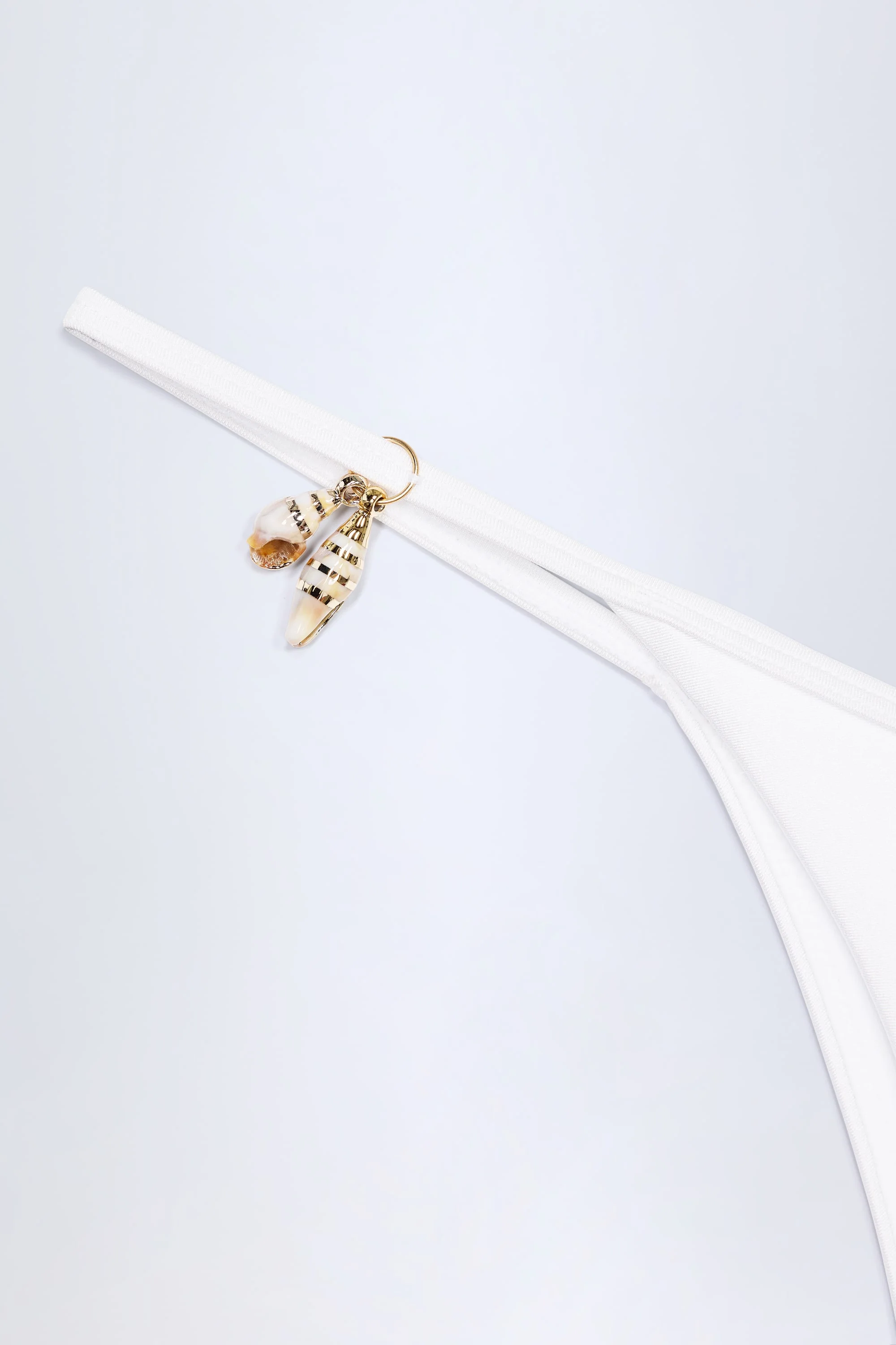 Charm-Detail Thong Bikini Bottoms in White - Image 5