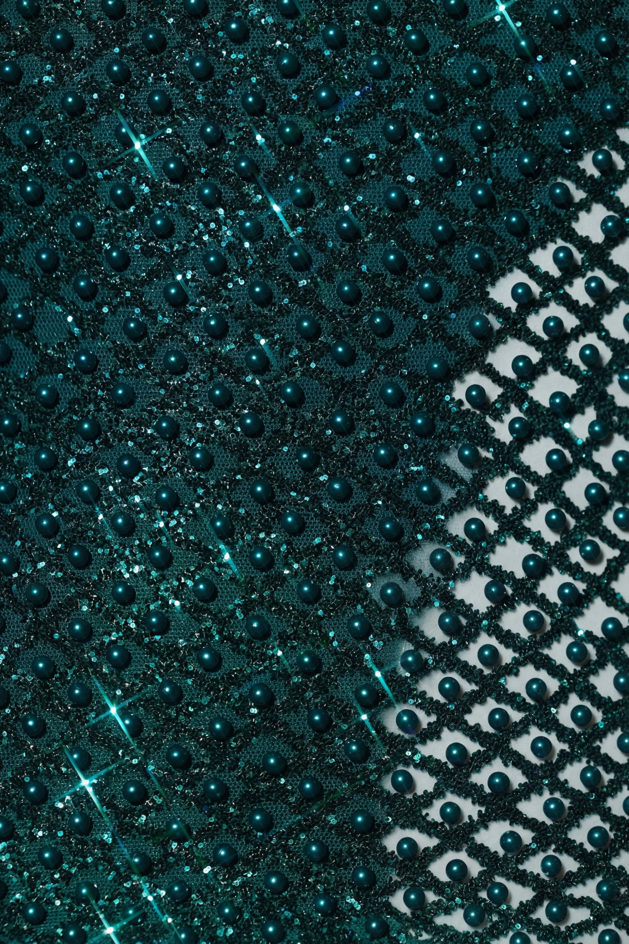 Embellished Bubble Hem Mini Dress in Teal Green - Image 6