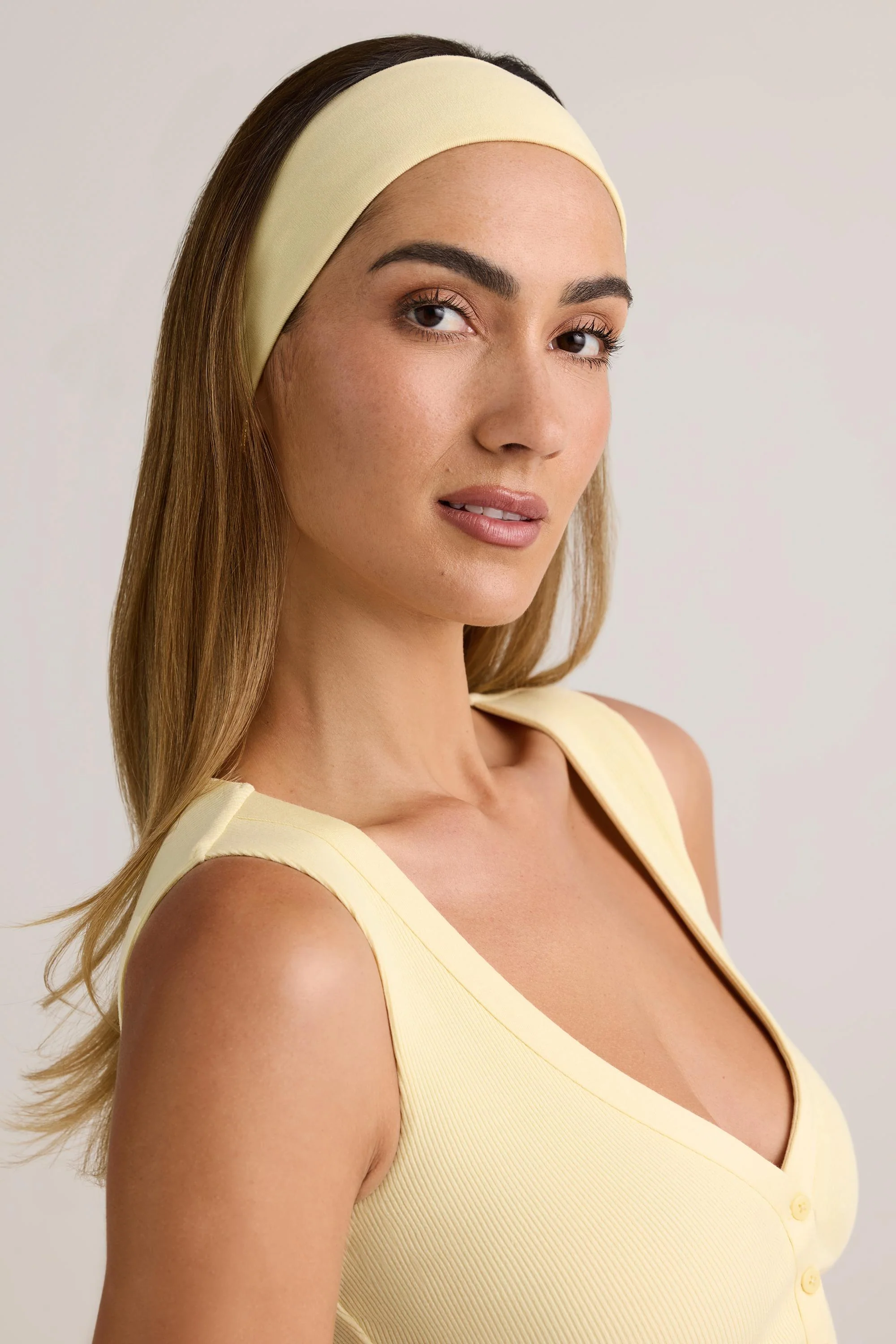 Modal Ribbed Headband in Buttercream Yellow - Image 3
