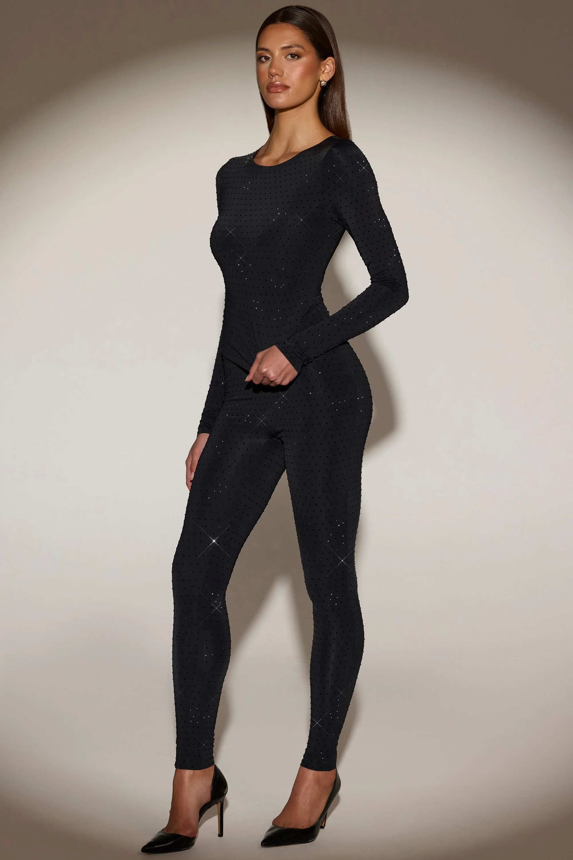Embellished Jersey High-Waisted Leggings in Black - Image 6