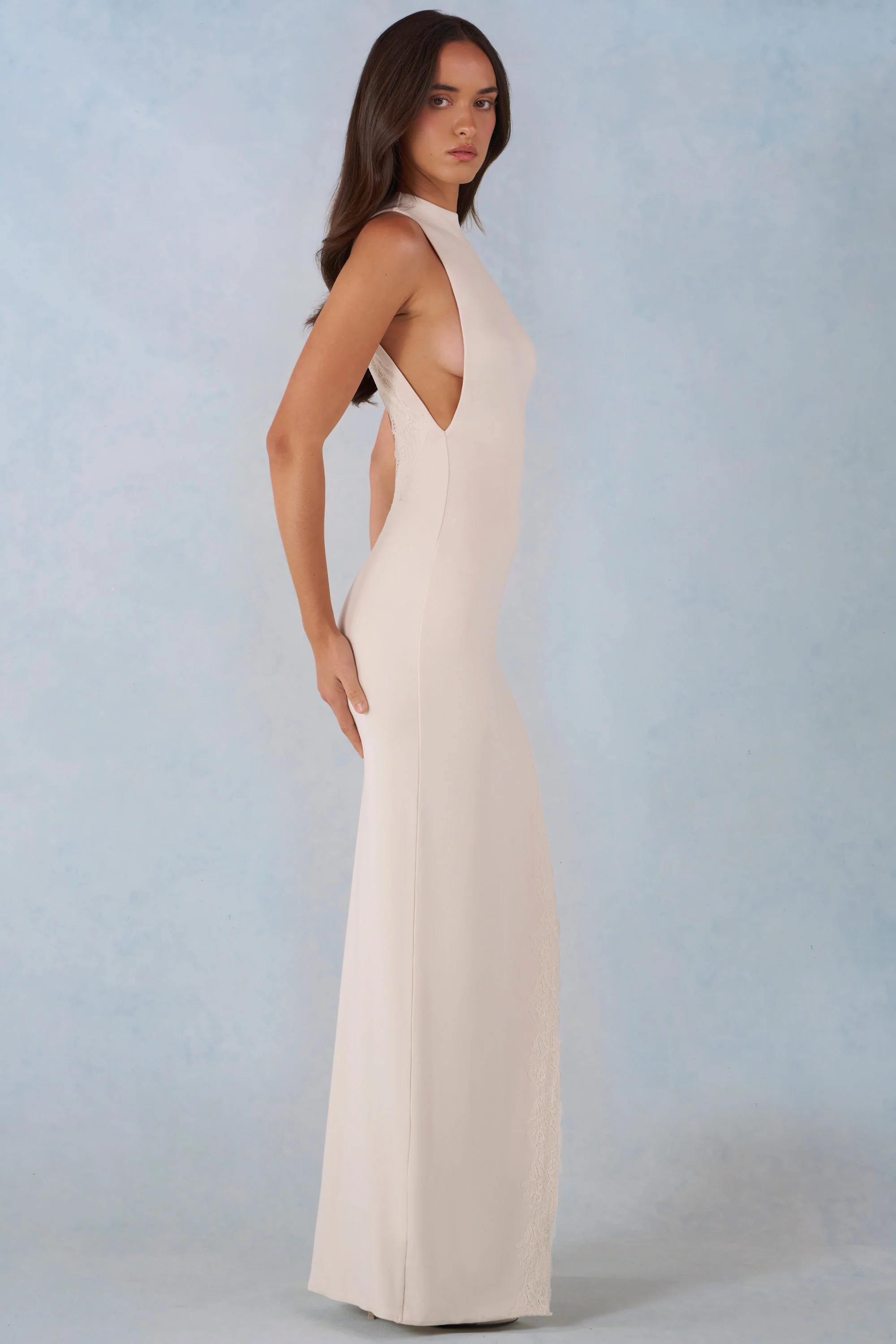 Modal Halterneck Maxi Dress in Ivory - Image 7