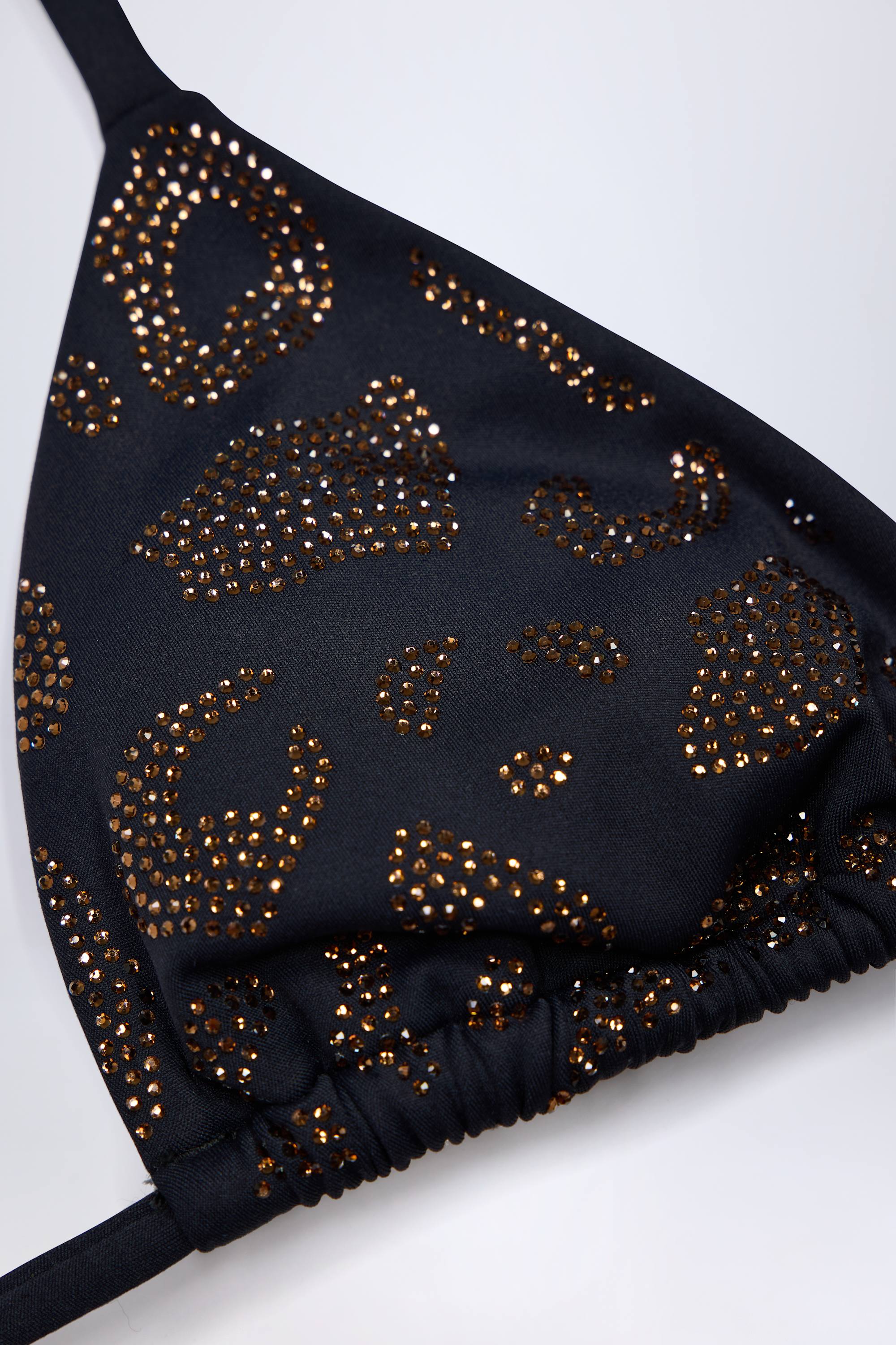 Charm-Detail Triangle Bikini Top in Black - Image 5