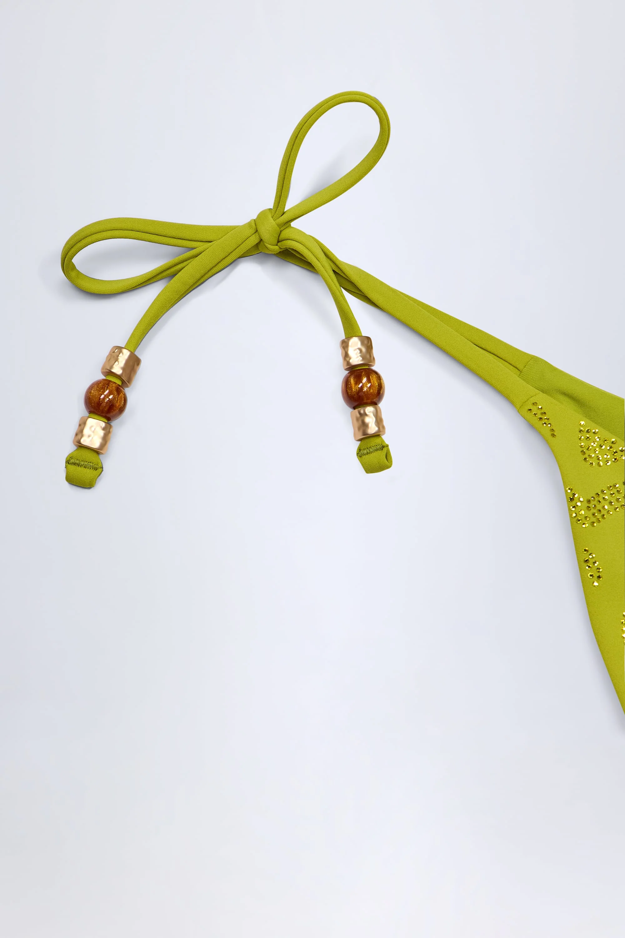 Charm-Detail Thong Bikini Bottoms in Olive Green - Image 5