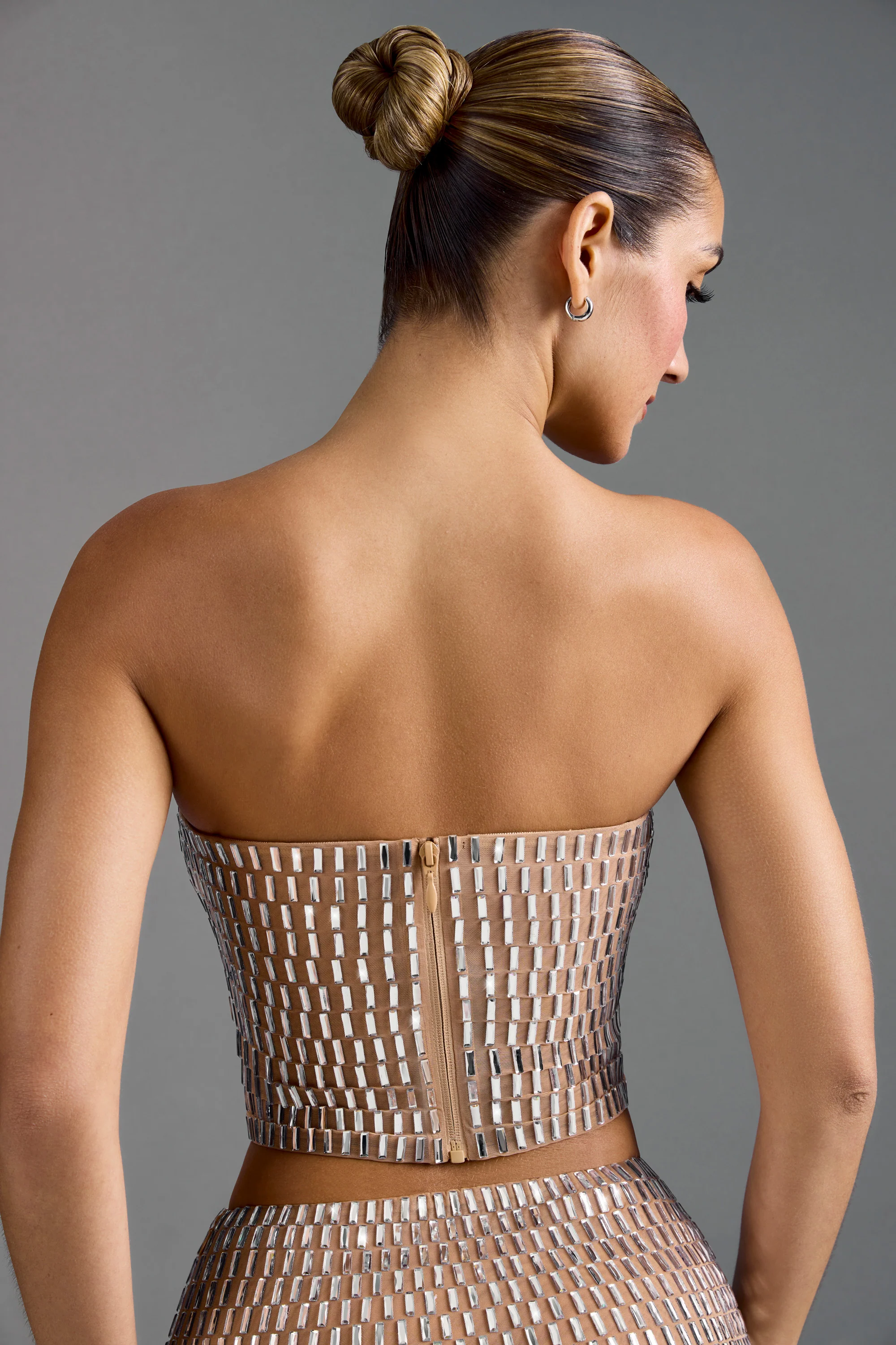 Embellished Bandeau Top in Almond - Image 2