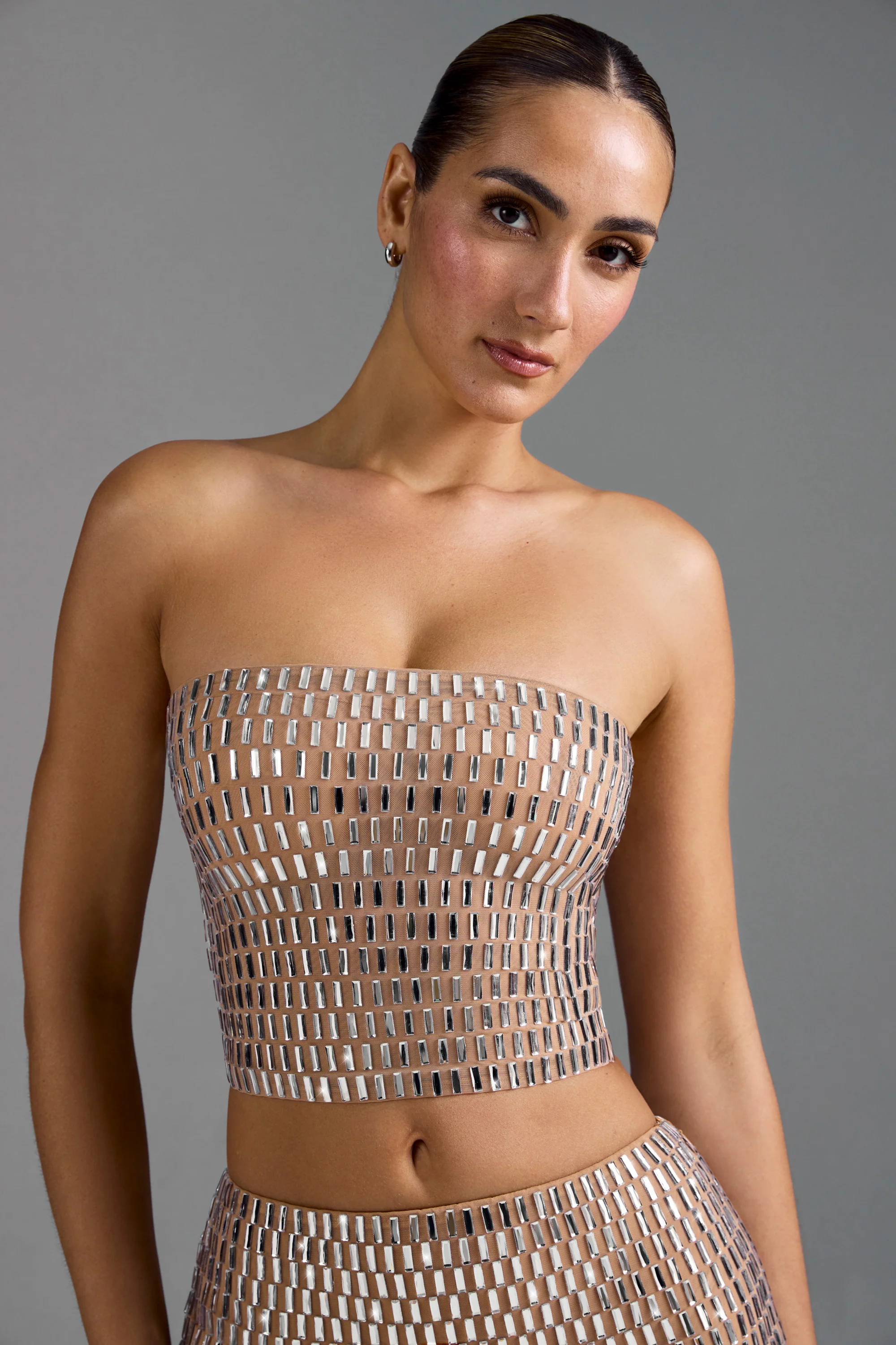 Embellished Bandeau Top in Almond - Image 7