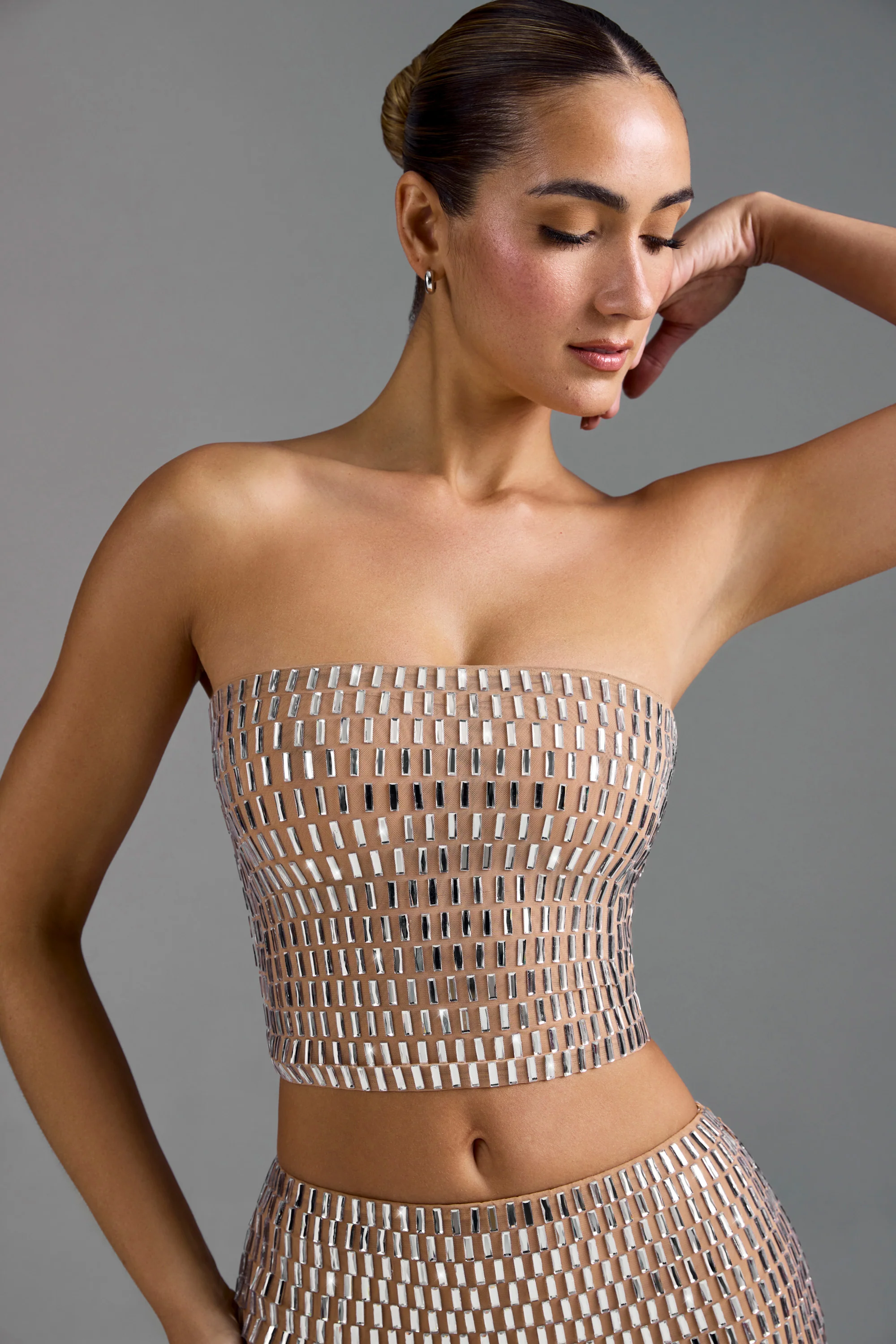 Embellished Bandeau Top in Almond - Image 8