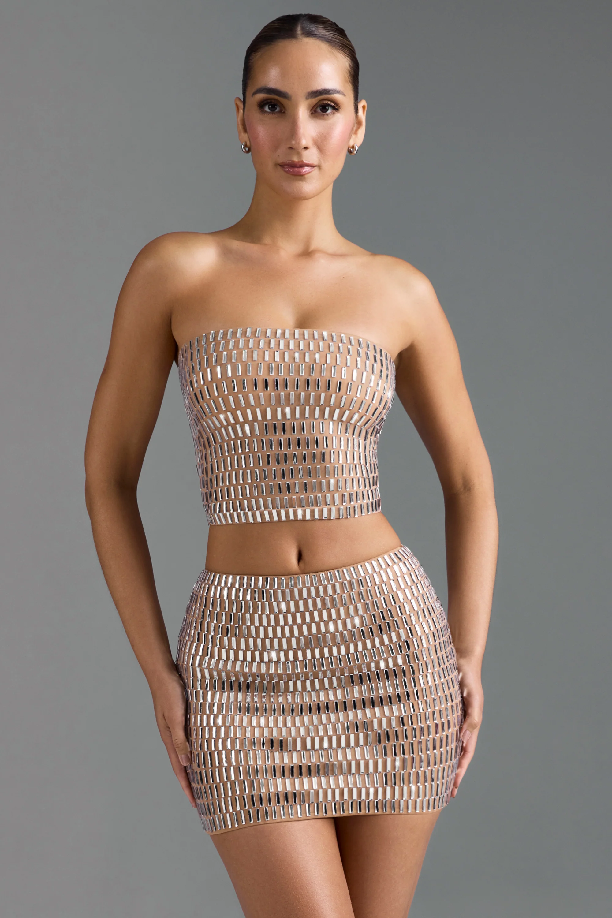Embellished Bandeau Top in Almond - Image 9
