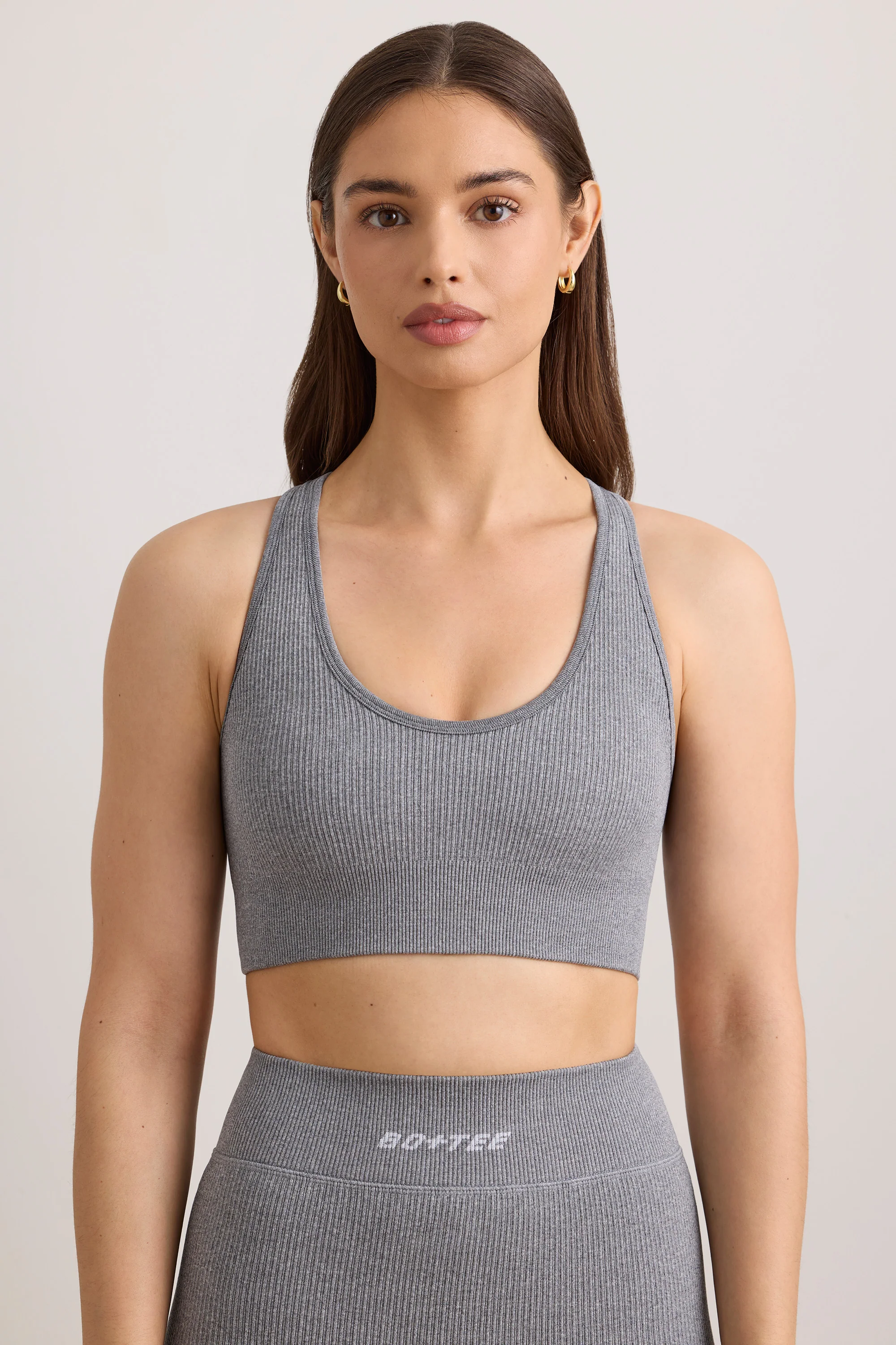 FlexiRib Wide Strap Sports Bra in Grey Melange - Image 7
