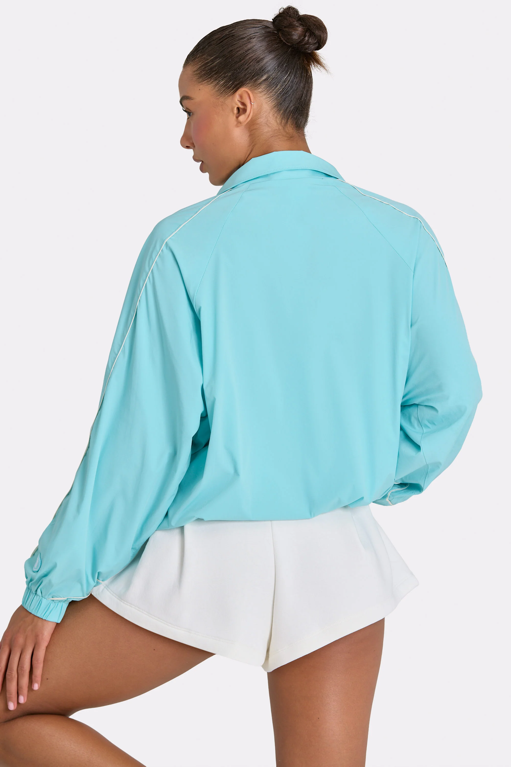 Oversized Track Jacket in Aqua - Image 2