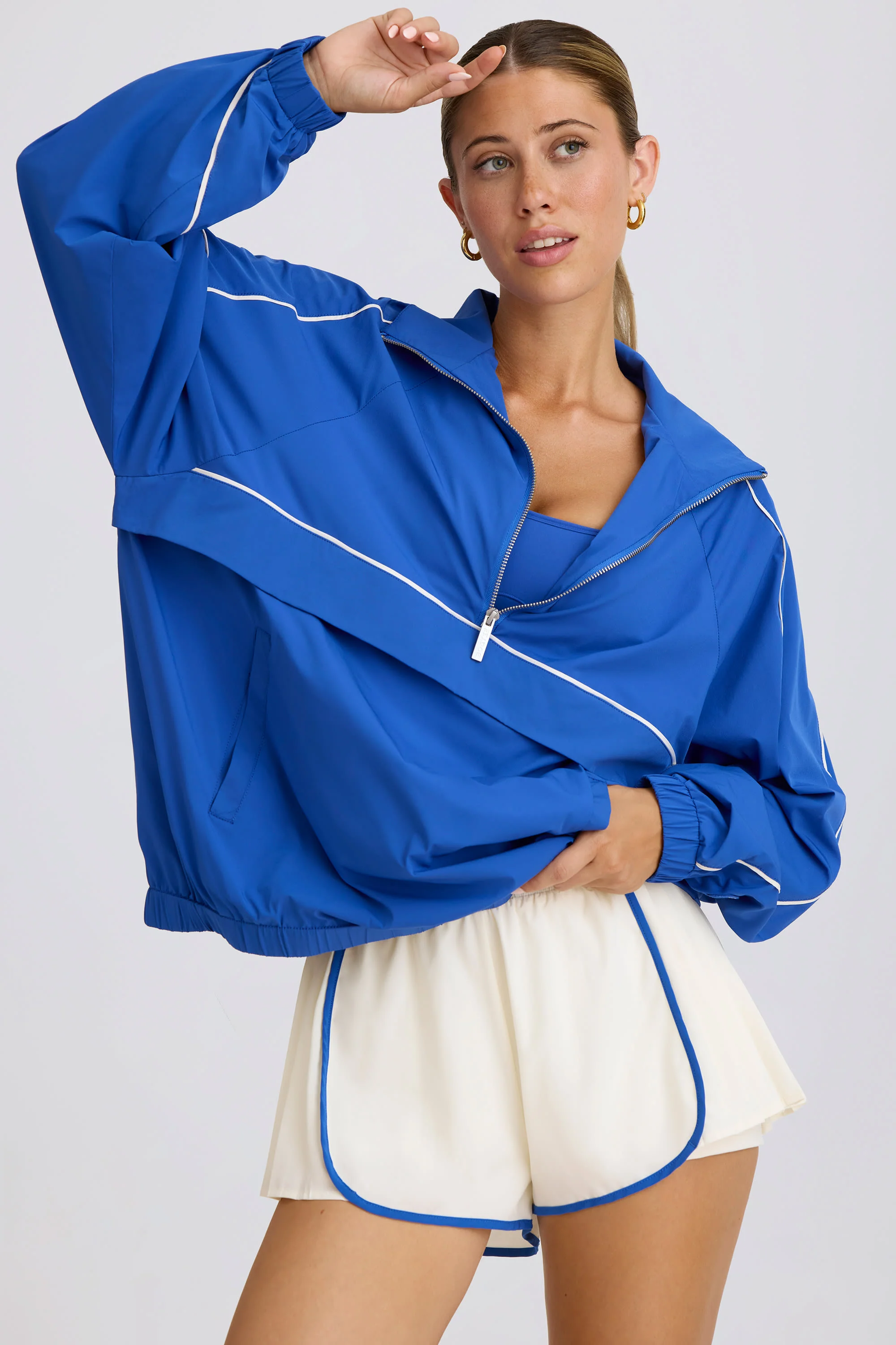 Oversized Track Jacket in Cobalt - Image 4