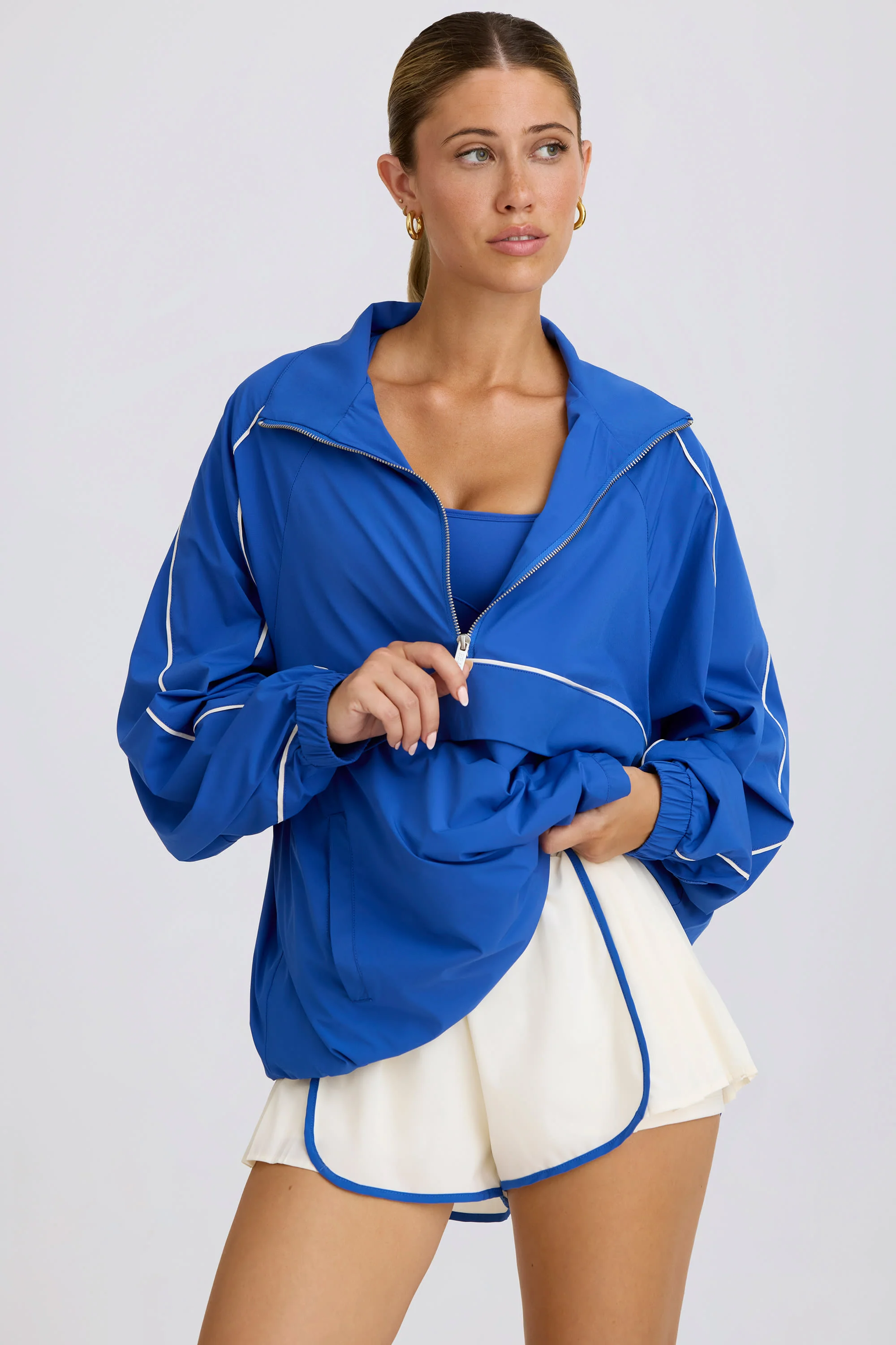 Oversized Track Jacket in Cobalt - Image 5