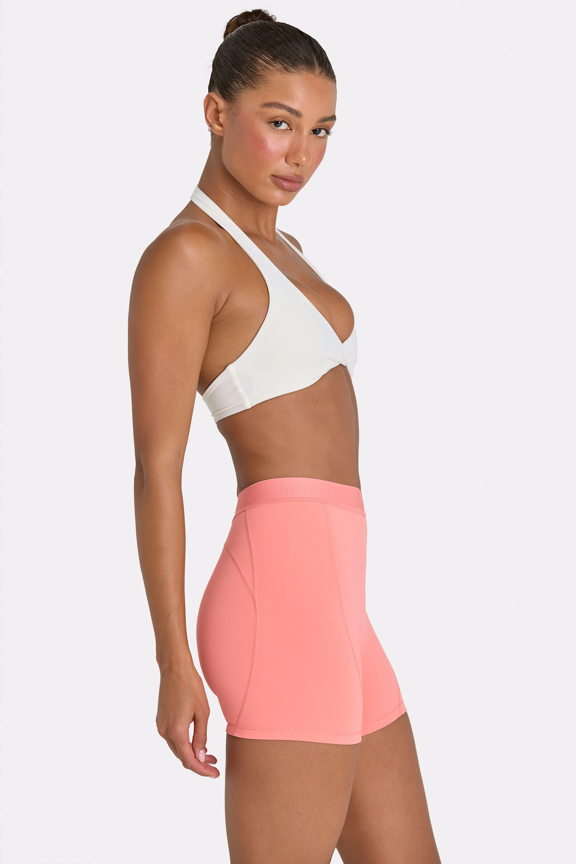 Soft Active Mini Shorts in Coral - Image 3