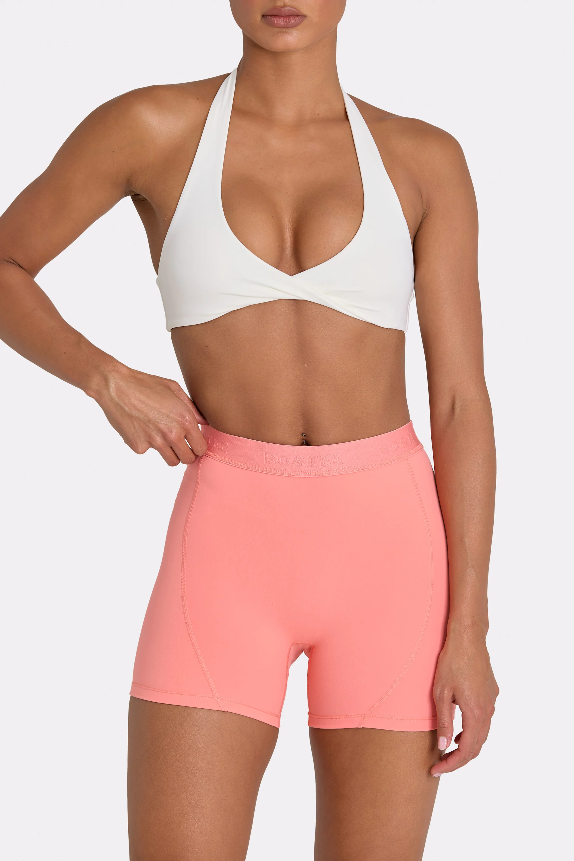 Soft Active Mini Shorts in Coral - Image 4