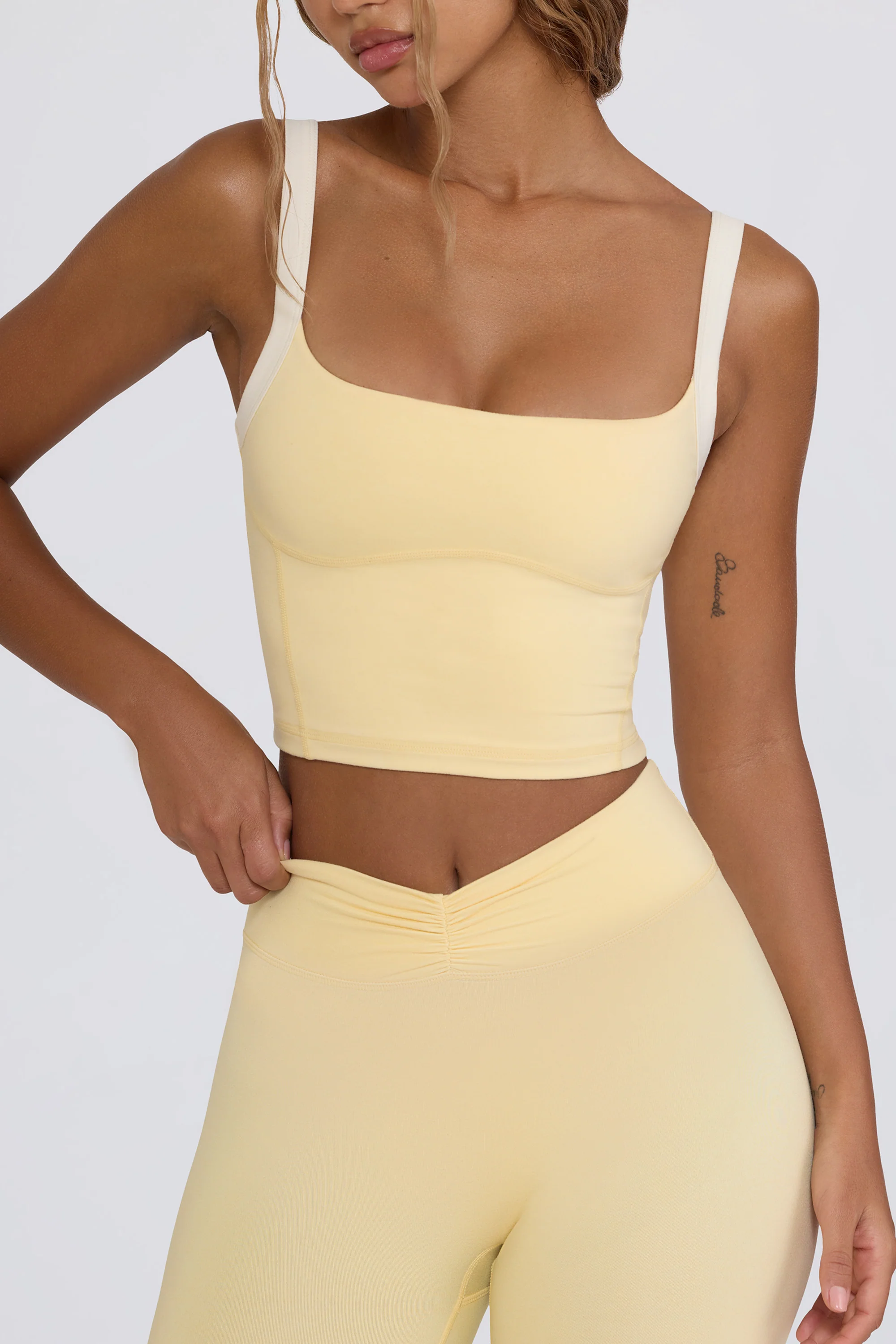 Cropped Tank Top in Lemon Marl - Image 4
