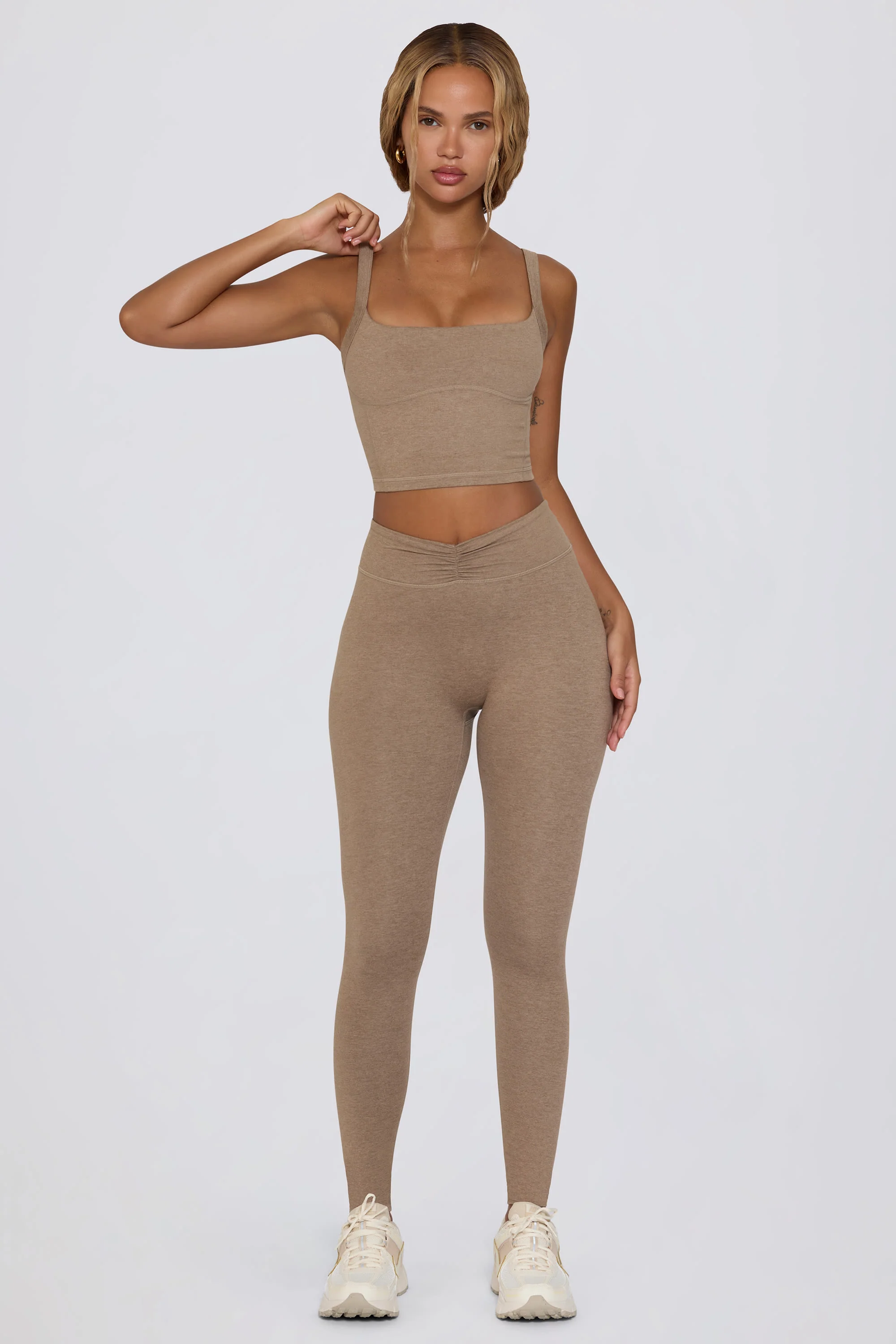 Cropped Tank Top in Mocha Marl - Image 4