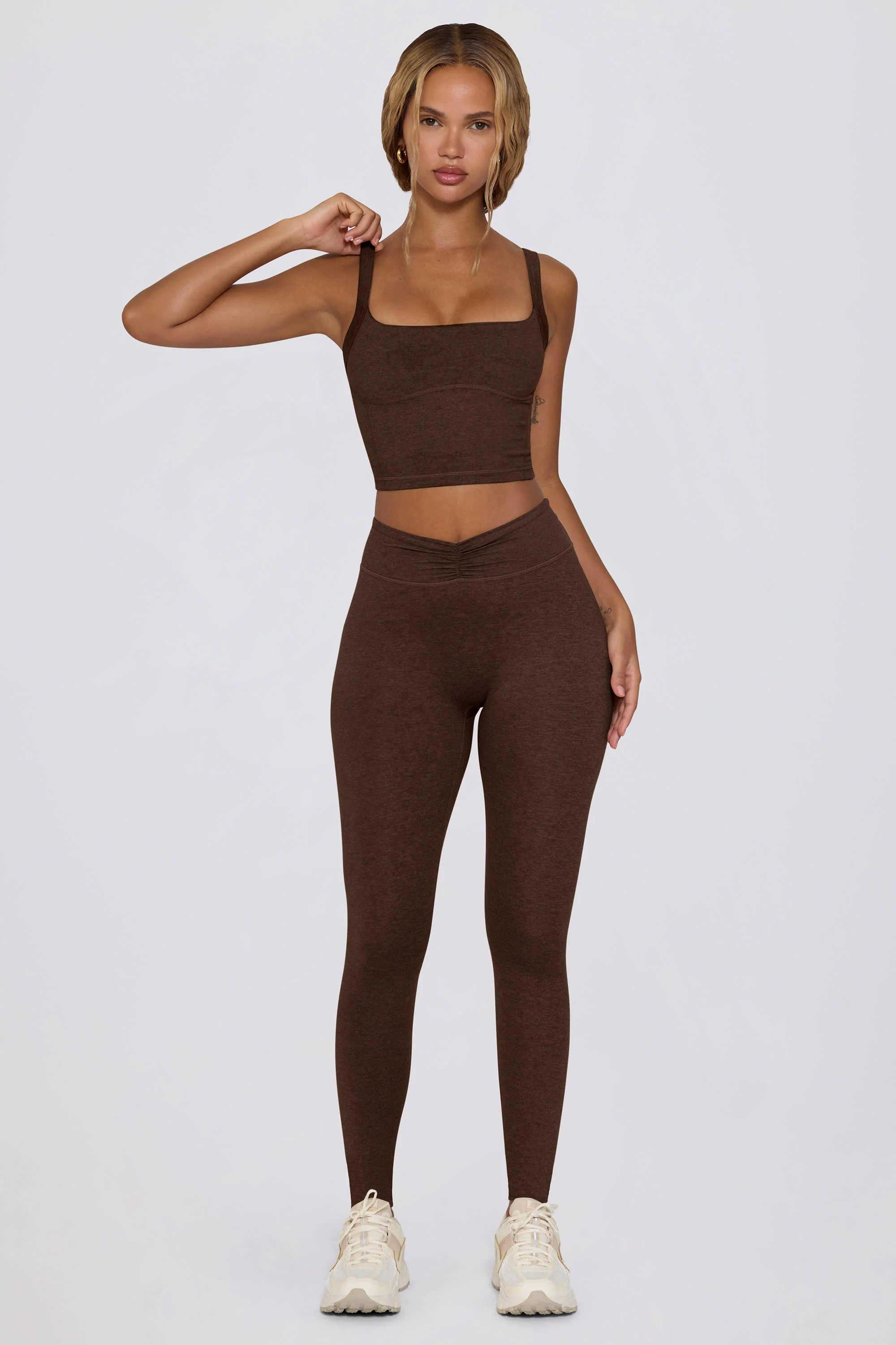 Cropped Tank Top in Pecan Marl - Image 4