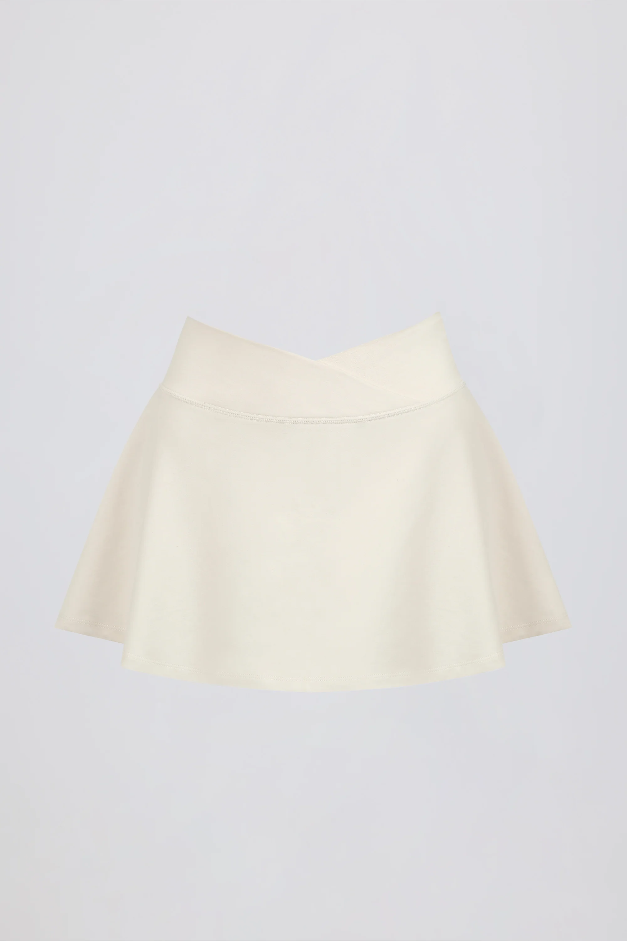 Brushed Jersey Crossover Mini Skort in Vanilla - Image 6