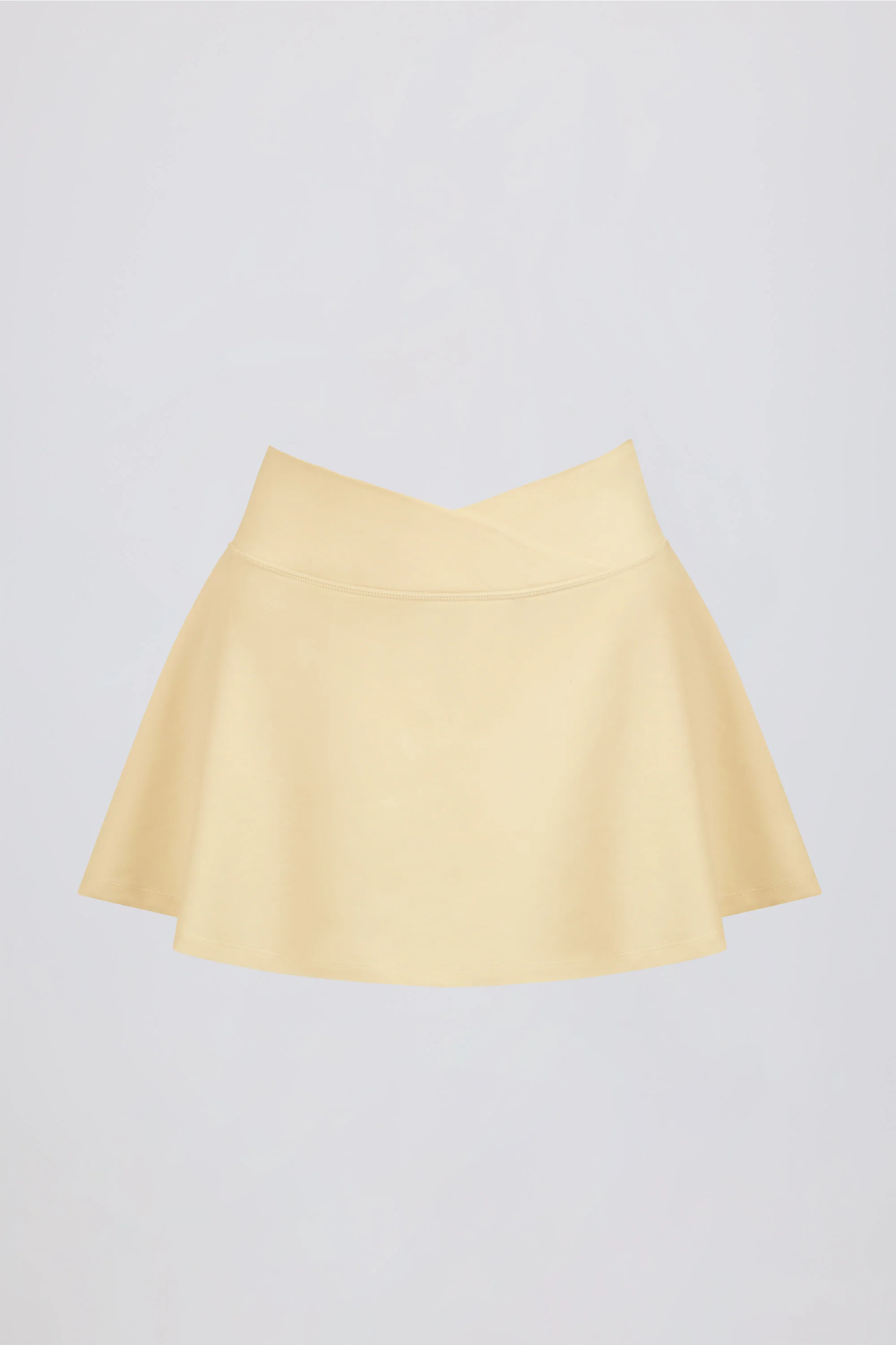 Brushed Jersey Crossover Mini Skort in Lemon Marl - Image 5