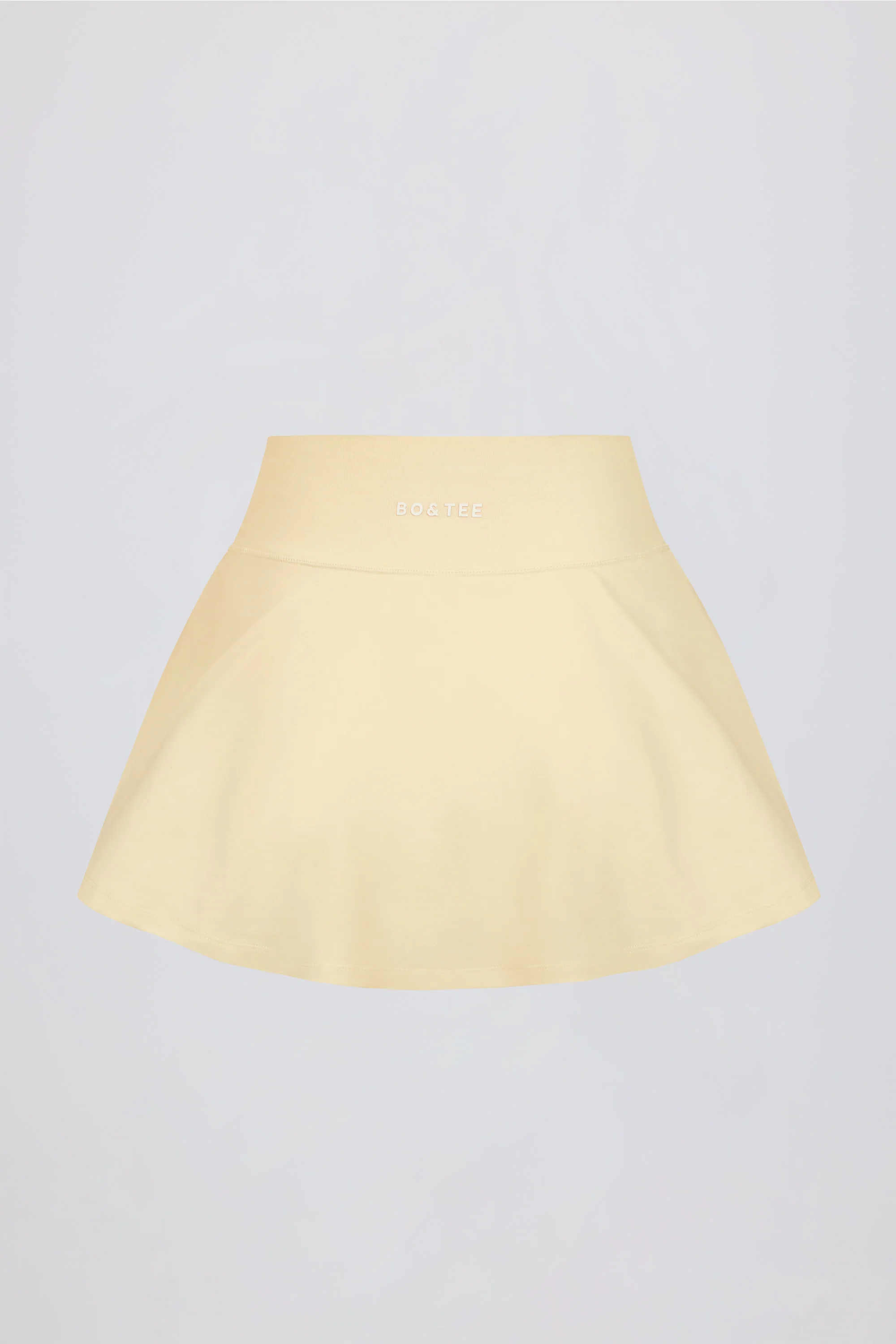 Brushed Jersey Crossover Mini Skort in Lemon Marl - Image 6