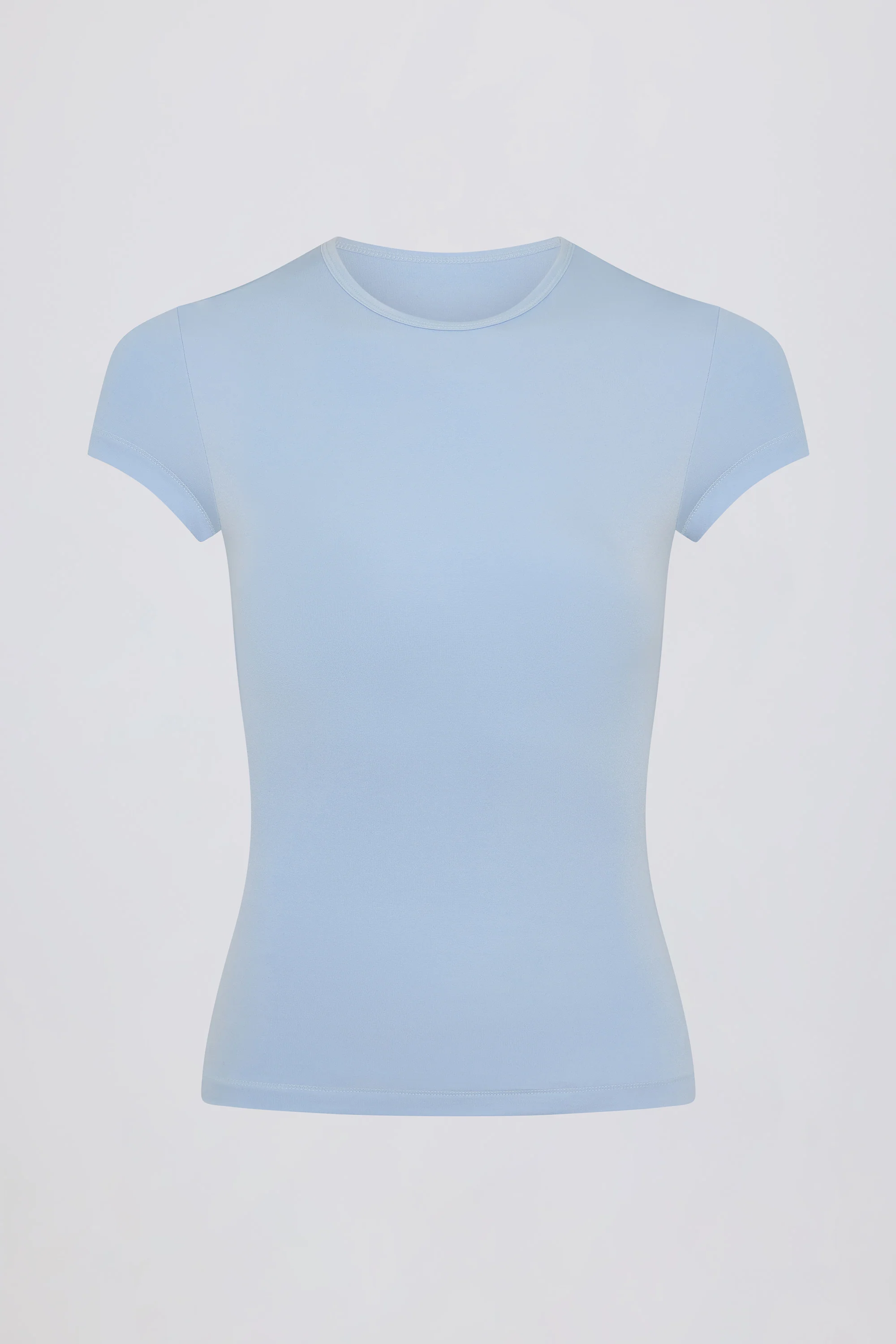 Cut-Out Longline T-Shirt in Sky - Image 4