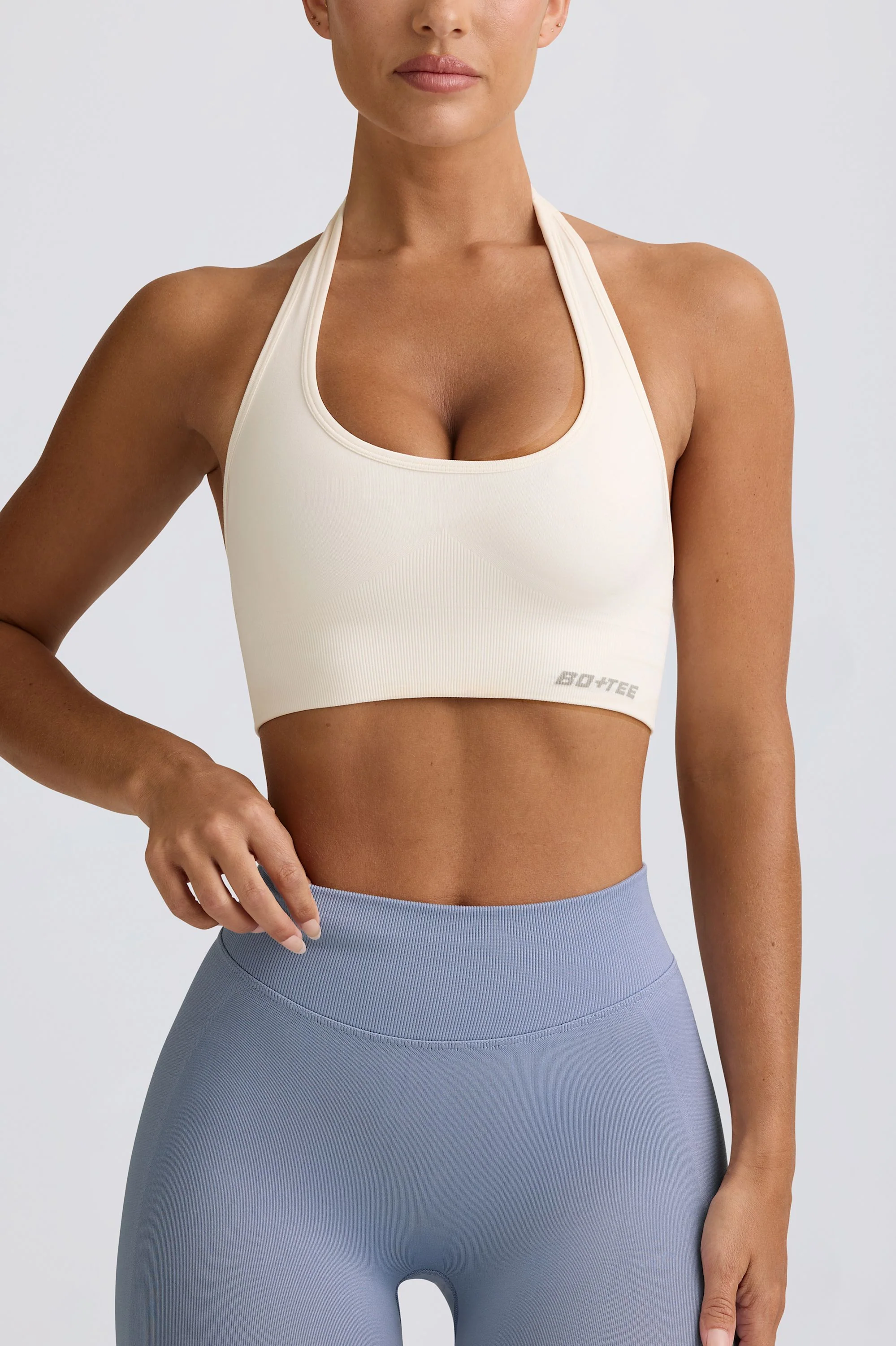 Define Luxe Halterneck Sports Bra in White - Image 4